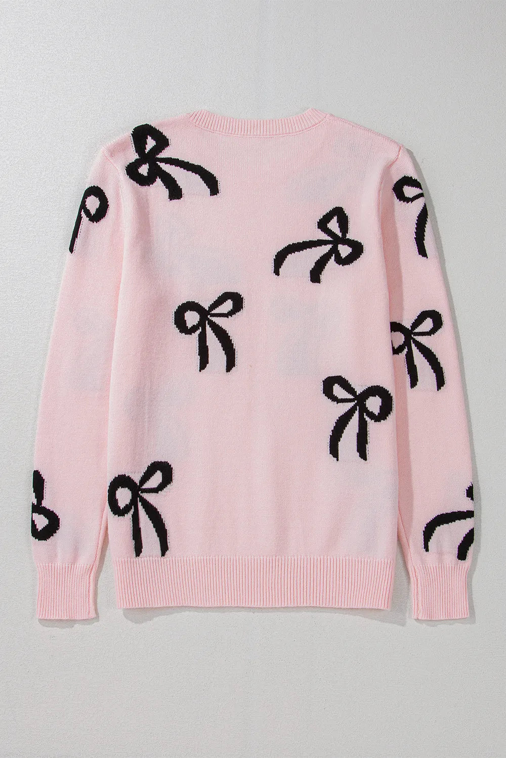 Bow Pattern Round Neck Loose Fit Sweater - Lilixa.store