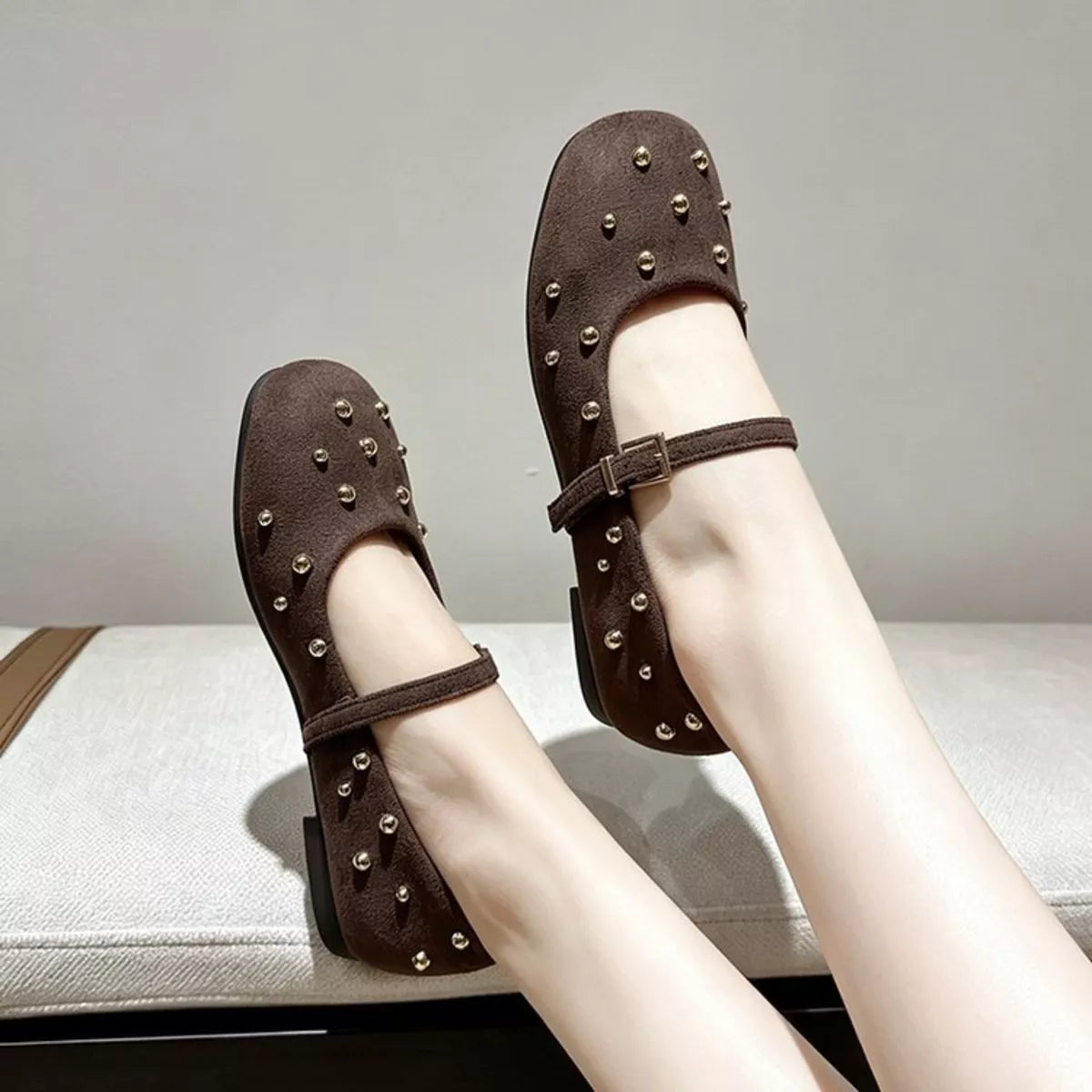 Studded Square Toe Slip-Ons - Lilixa.store