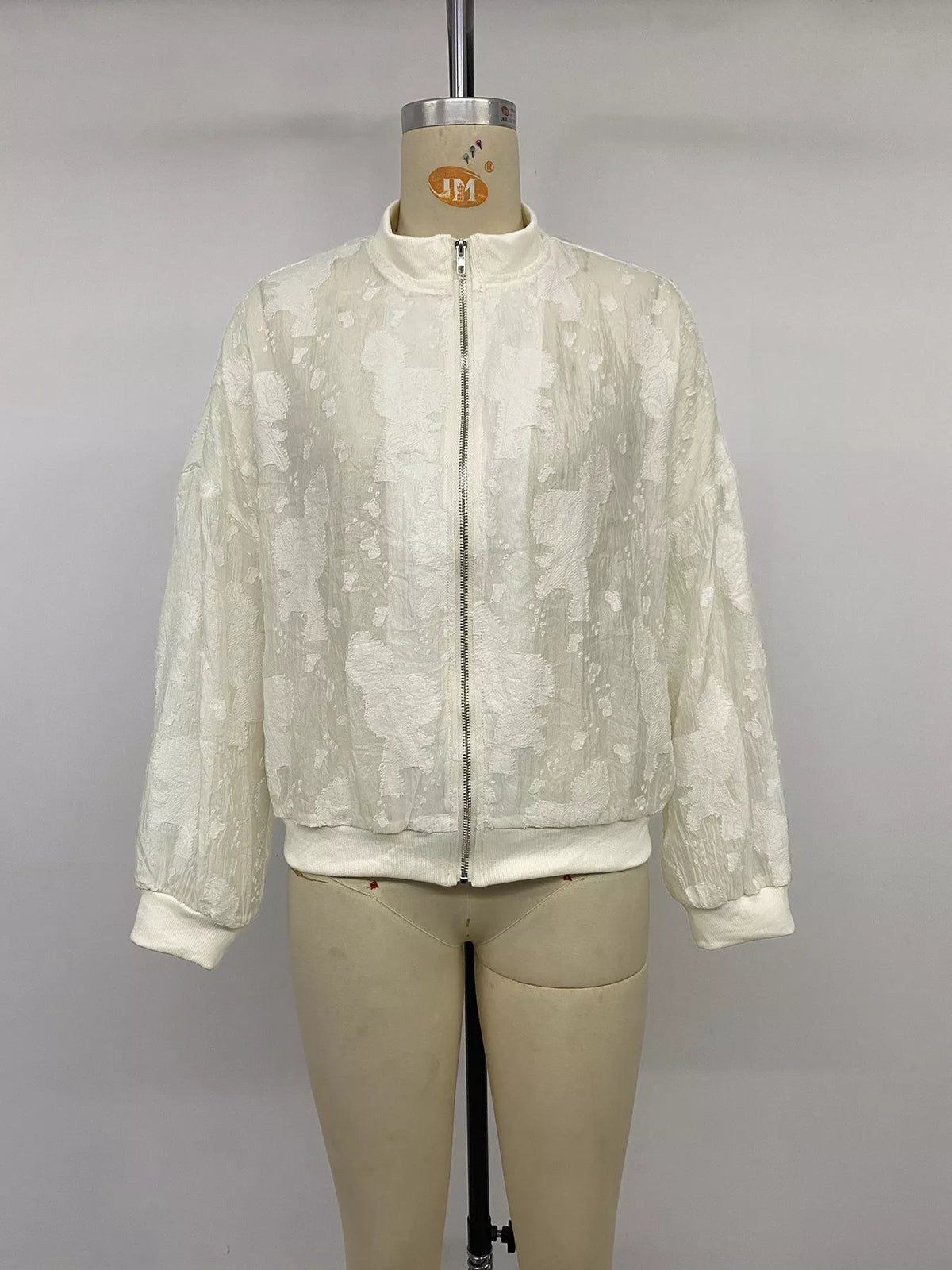 Jacquard Zip Up Long Sleeve Jacket