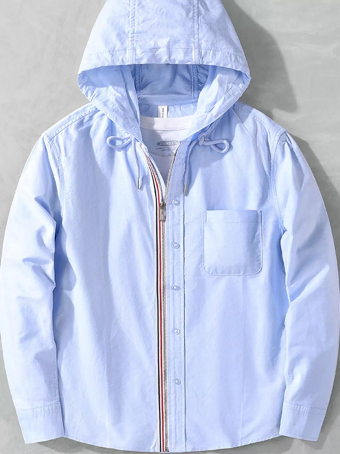 Men's Plus Size Striped Trim Hooded Casual Shacket - Lilixa.store