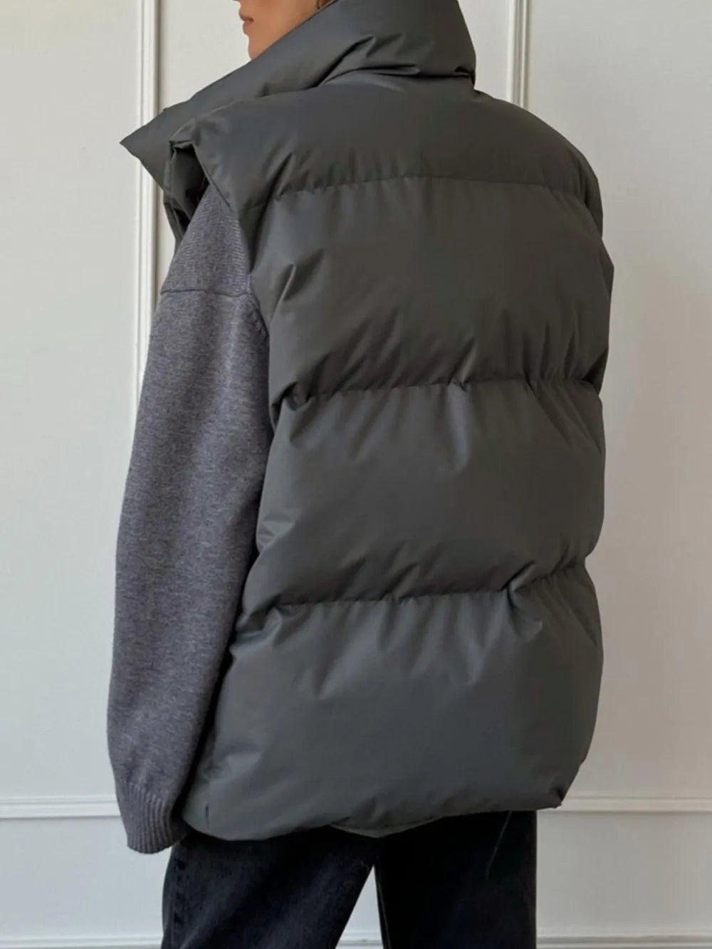 Zip Up Turtleneck Vest Coat, view 7
