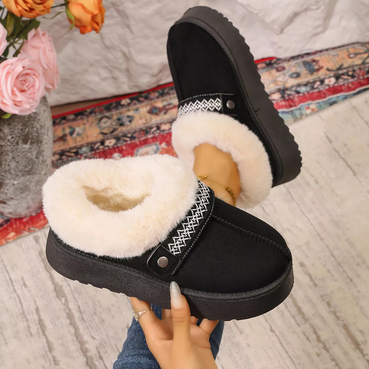 Platform Faux Fur Lined Suede Slip-On Boots, view 2