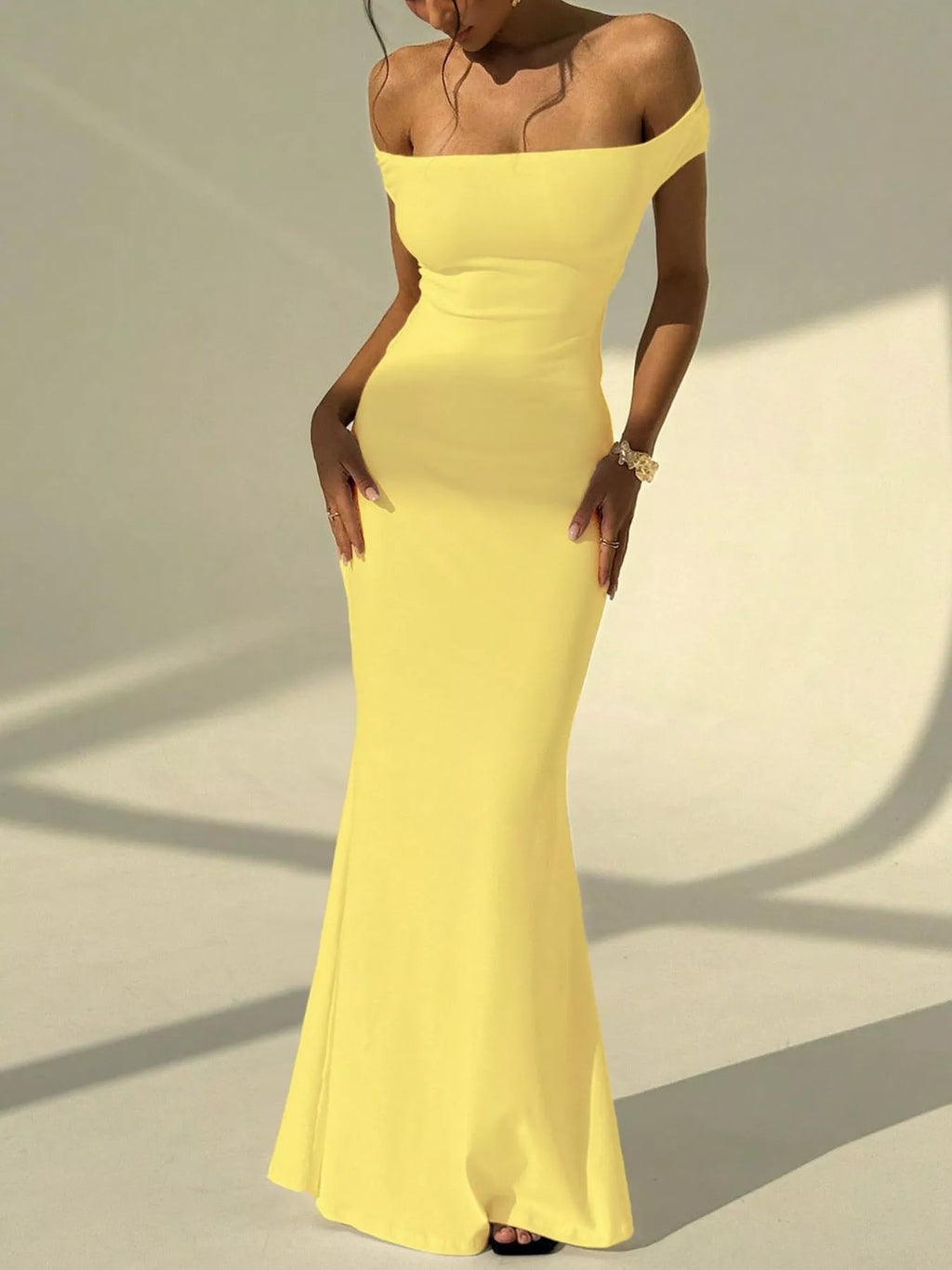 Backless Off-Shoulder Bodycon Mermaid Maxi Dress - Lilixa.store