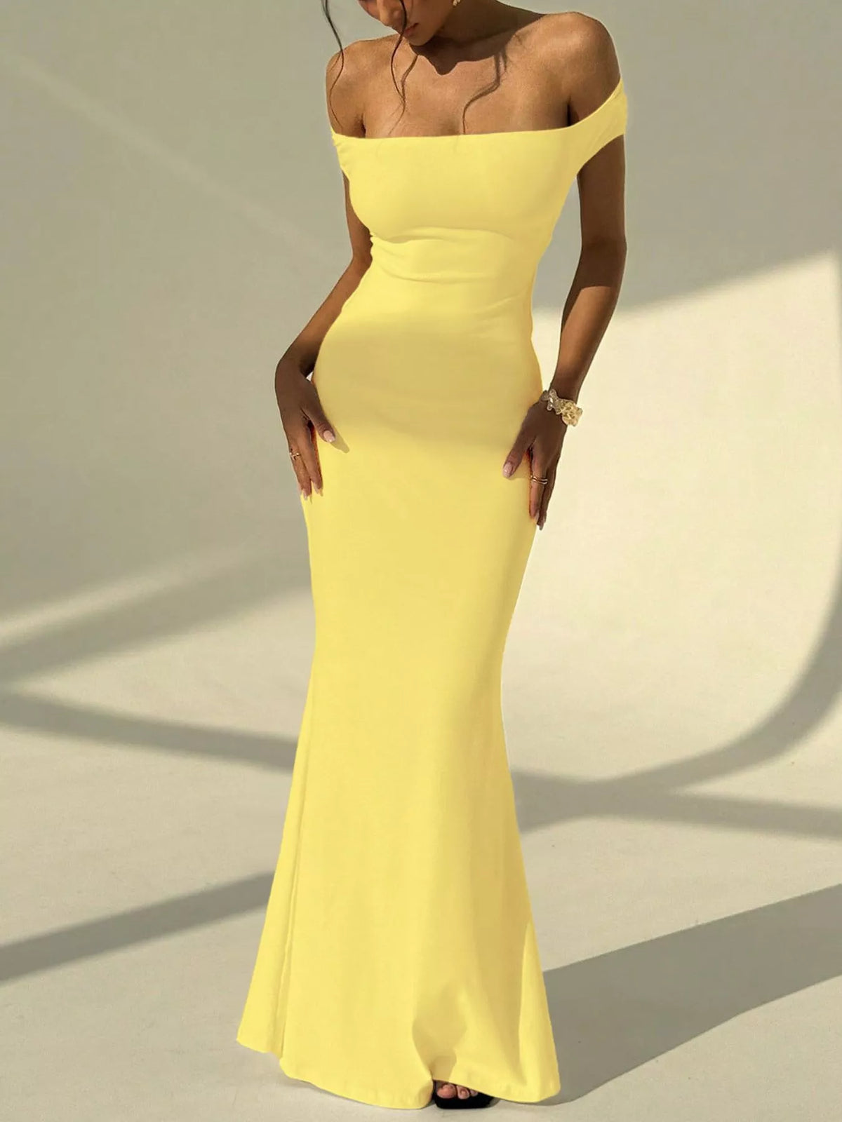 Backless Off-Shoulder Bodycon Mermaid Maxi Dress - Lilixa.store