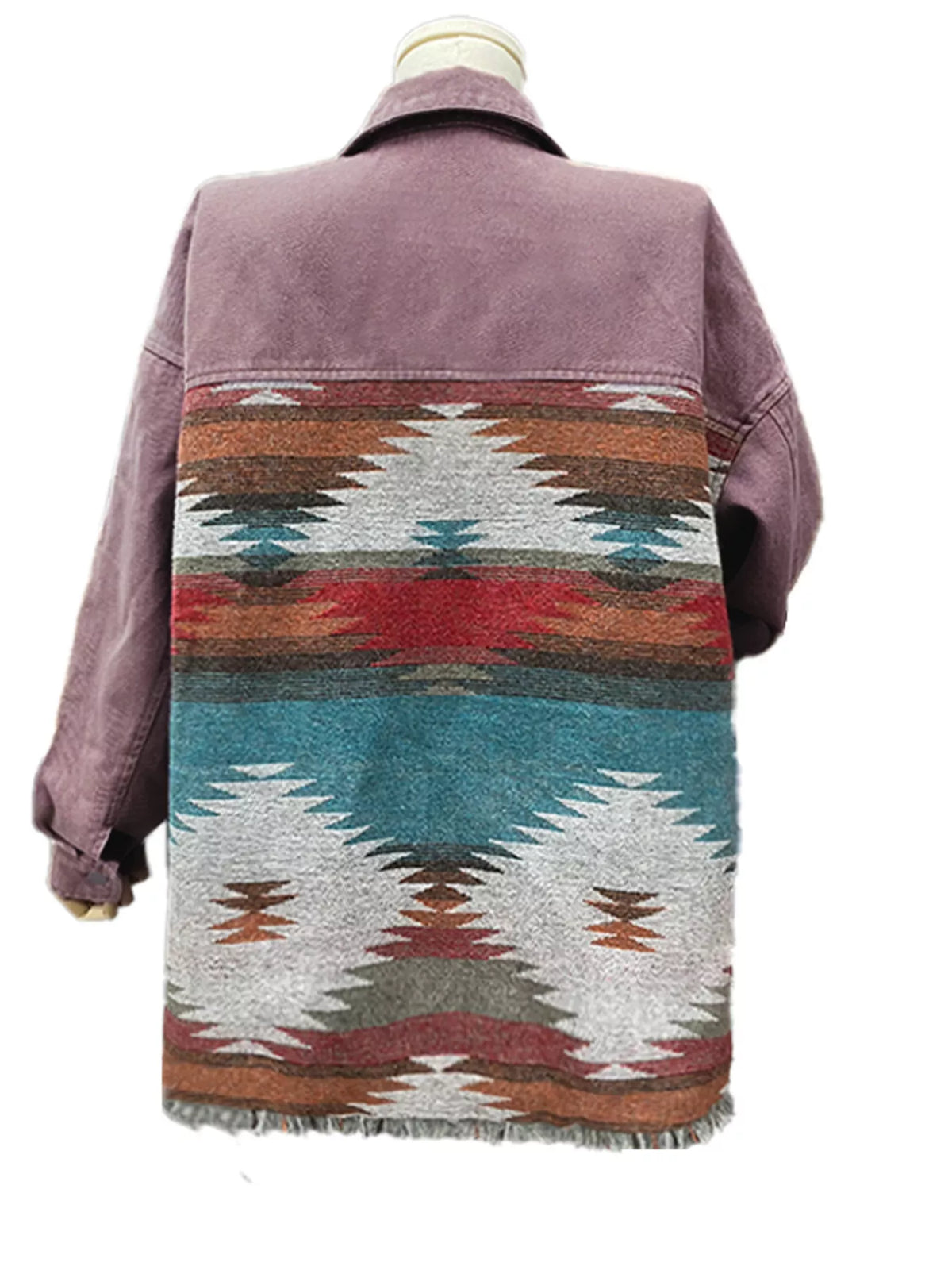 Aztec Print Button Up Jacket, view 7