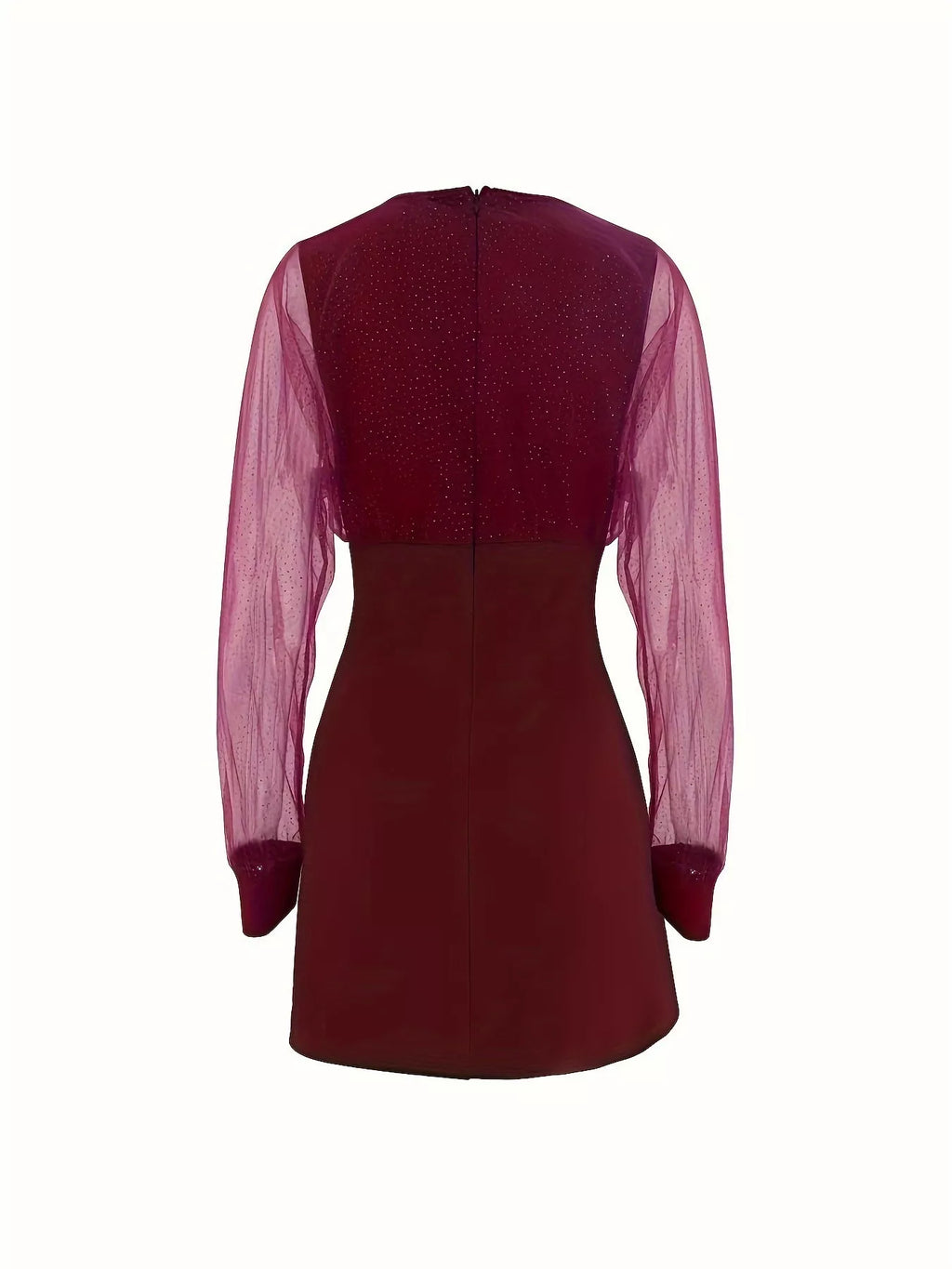 Glitter Mesh Long Sleeve Mini Dress - Lilixa.store