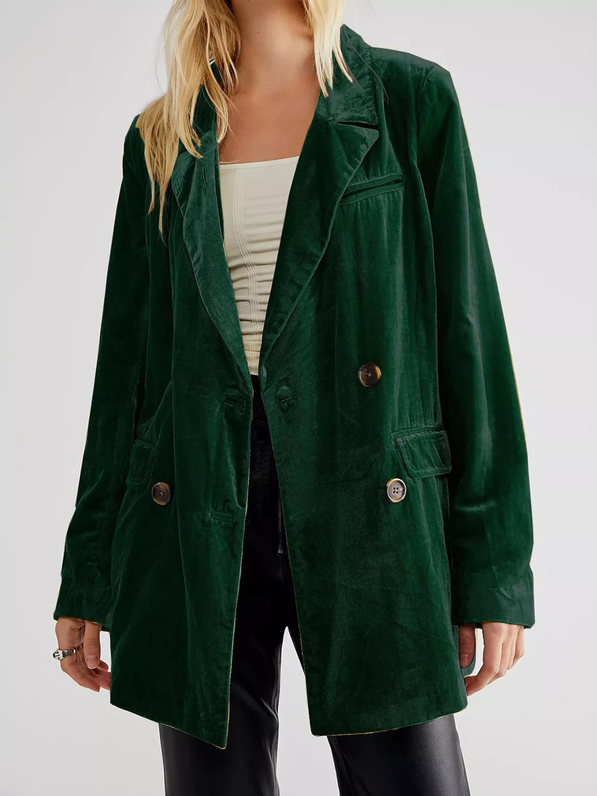 Lapel Collar Button Up Blazer - Lilixa.store