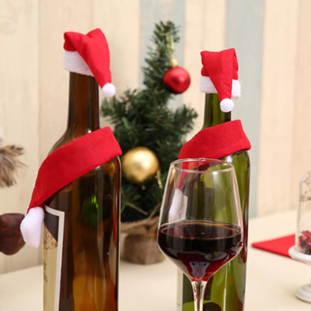 2 Piece Christmas Wine Bottle Santa Hat & Scarf Decorative Covers - Lilixa.store