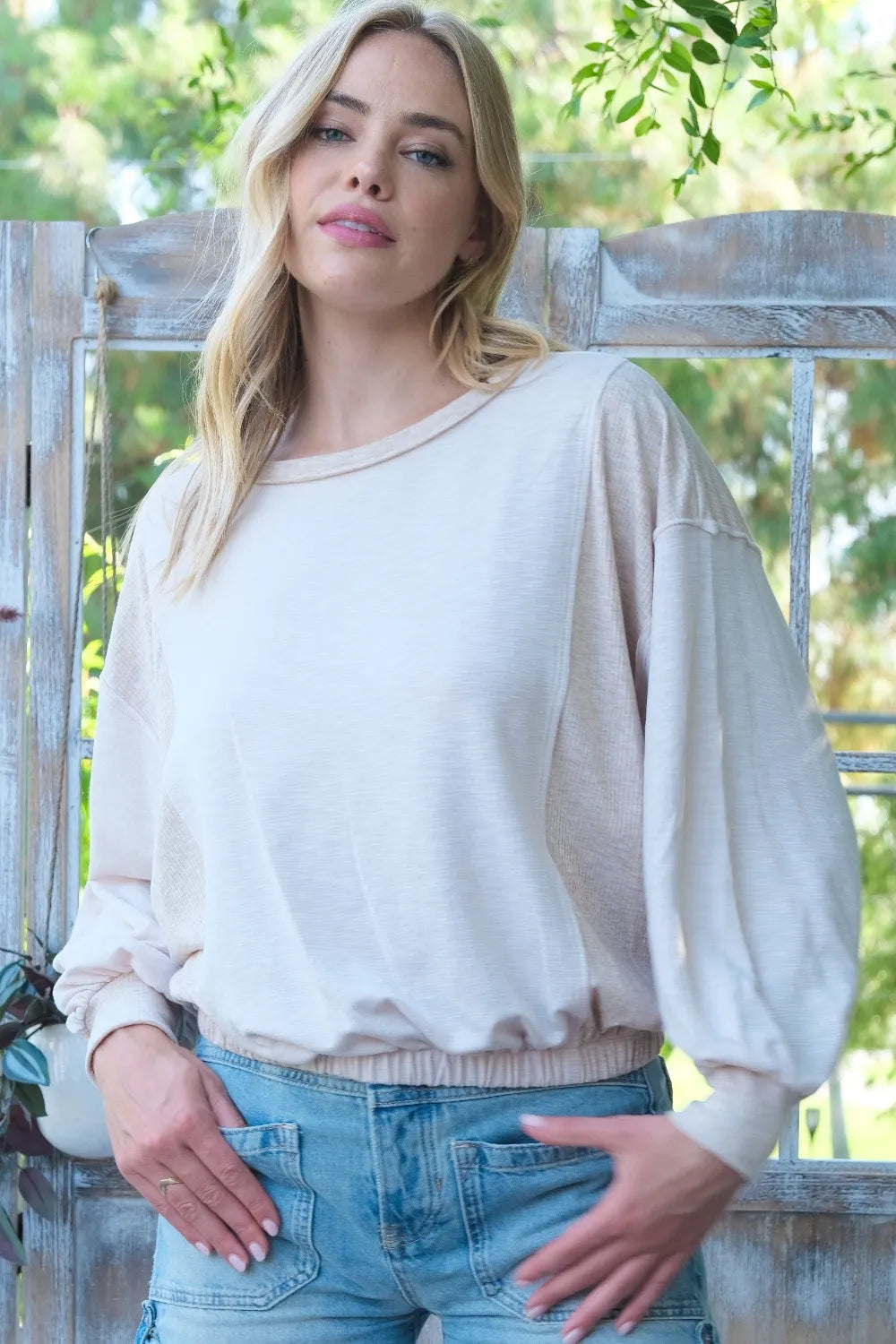 Hailey & Co Rib and Two Tone Knit Mixed Top - Lilixa.store
