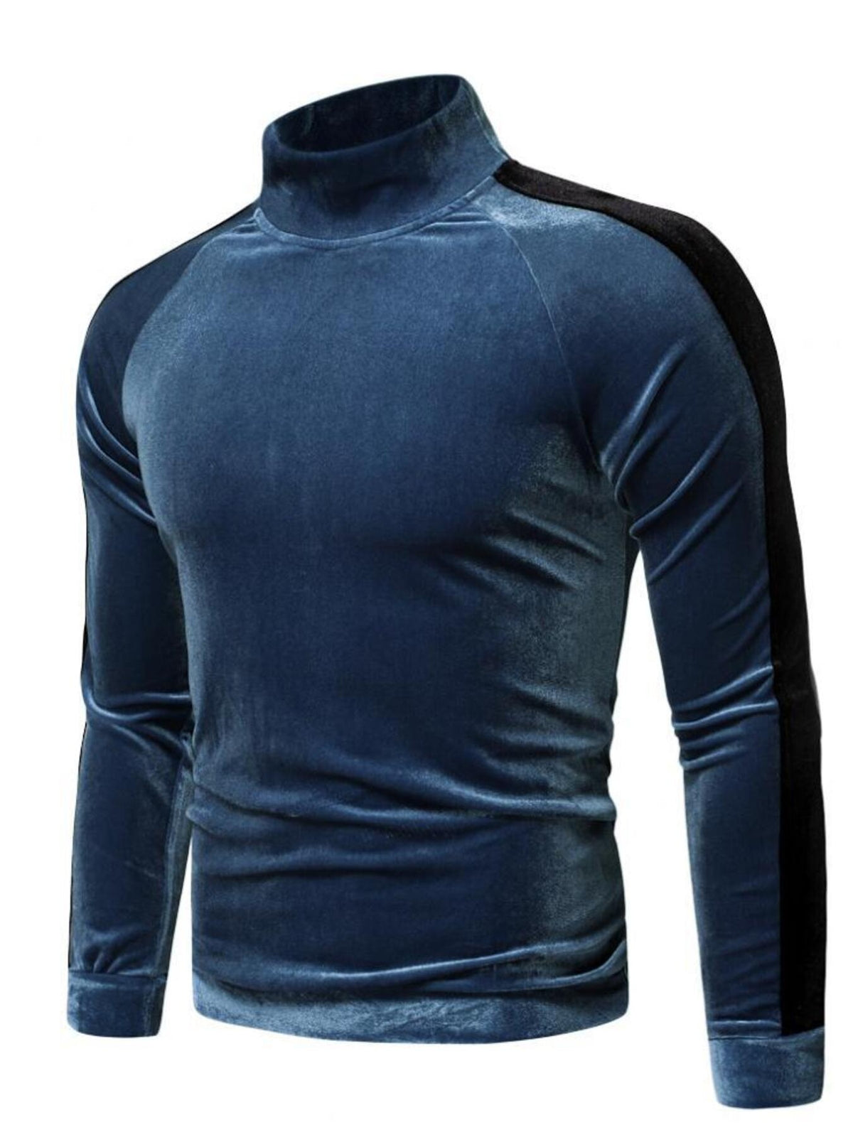 Men's Velvet Turtleneck Long Sleeve T-Shirt - Lilixa.store