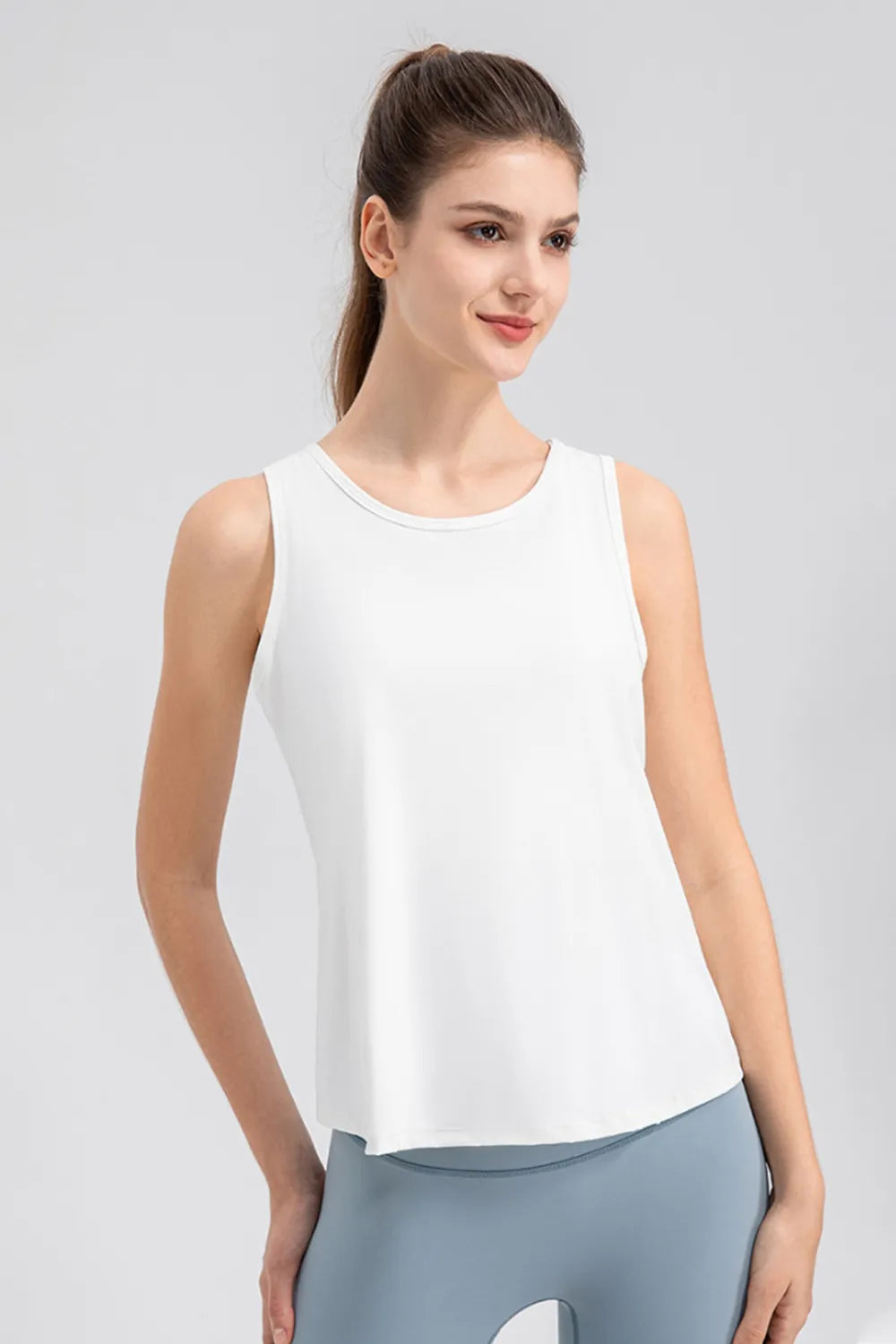 Wide Strap Round Neck Active Tank - Lilixa.store