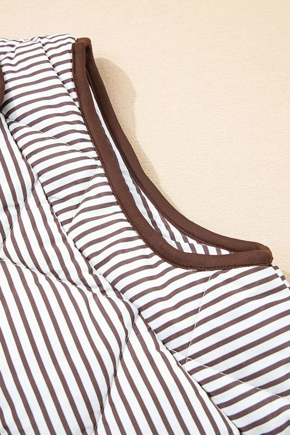 Stripe Quilted Wavy Hem Snap Button Vest - Lilixa.store