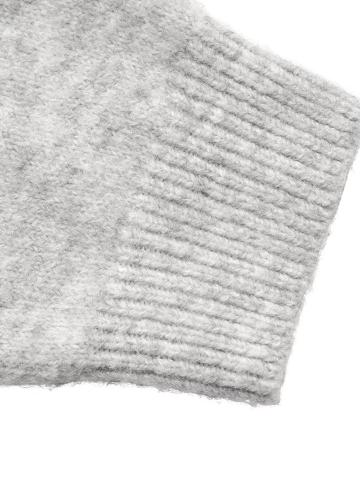 Crew Neck Button-Down Cardigan in Gray/white, view 17