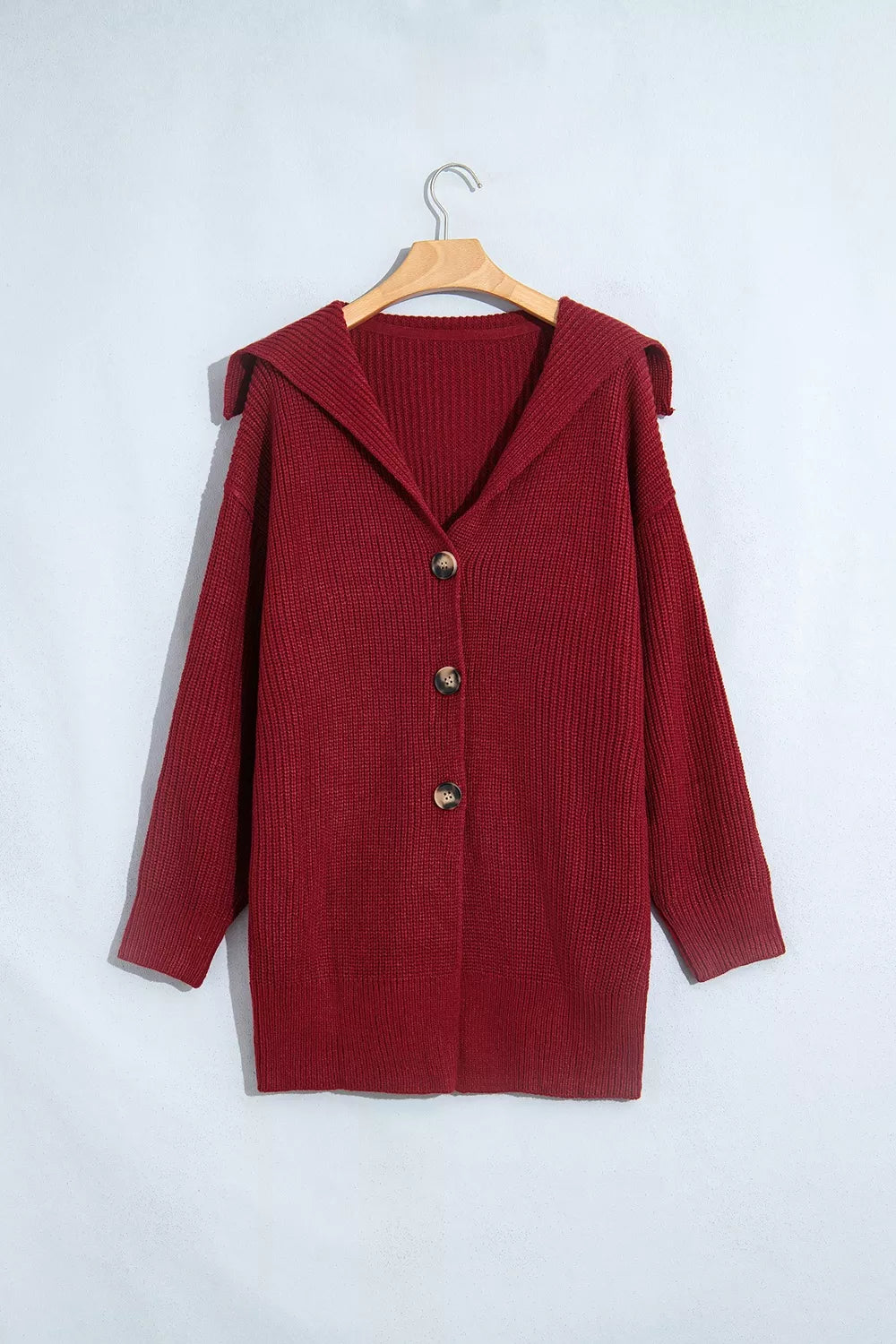 Solid Color Knit Oversized Button Front Sweater Cardigan - Lilixa.store