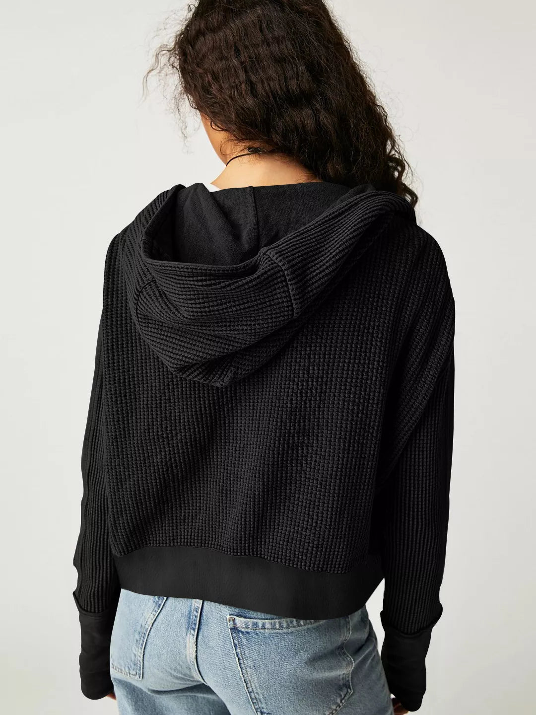 Waffle Knit Zip-Up Jacket