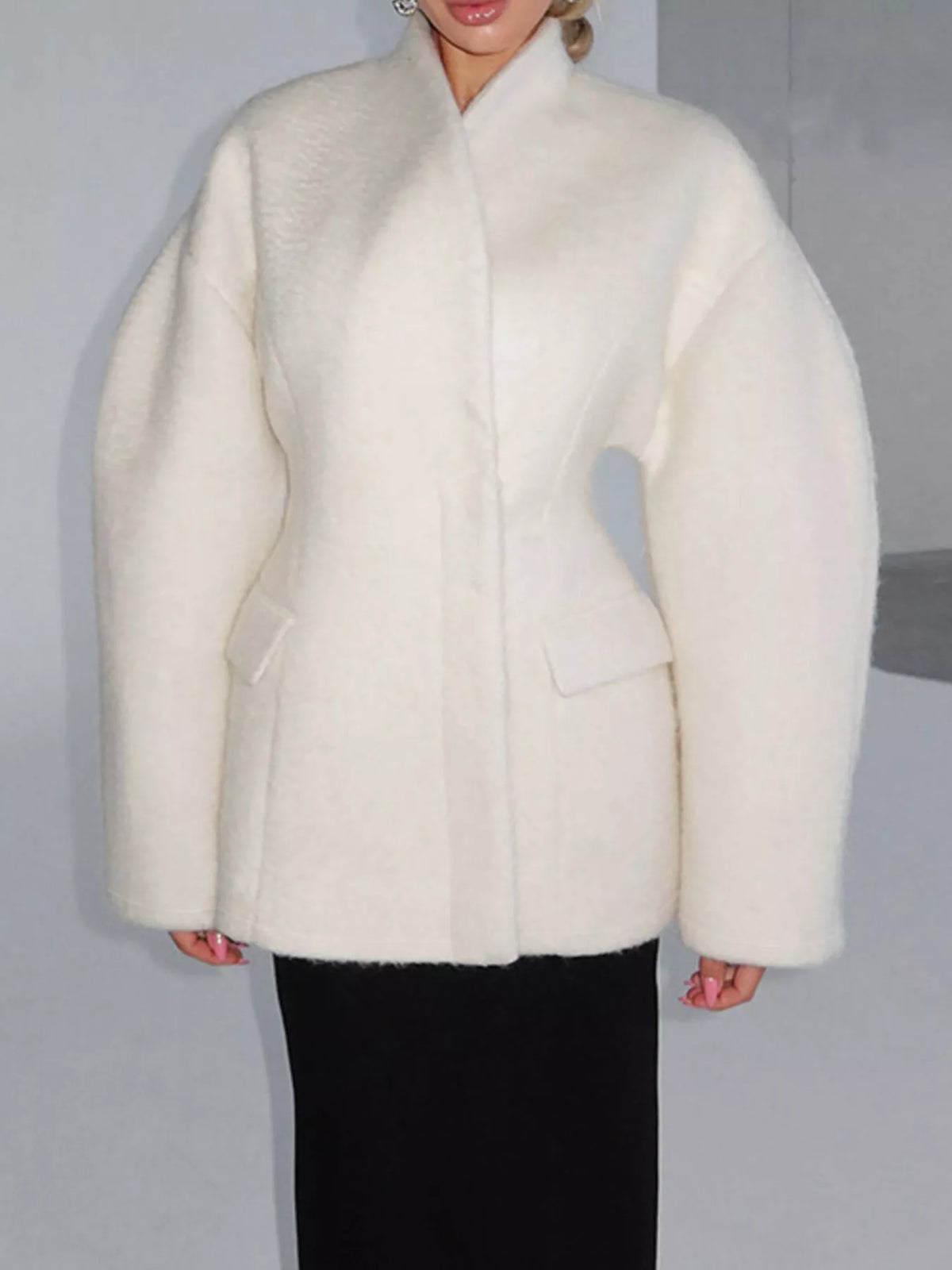 Wool-Blend Leg-of-Mutton Sleeves Outerwear, view 5