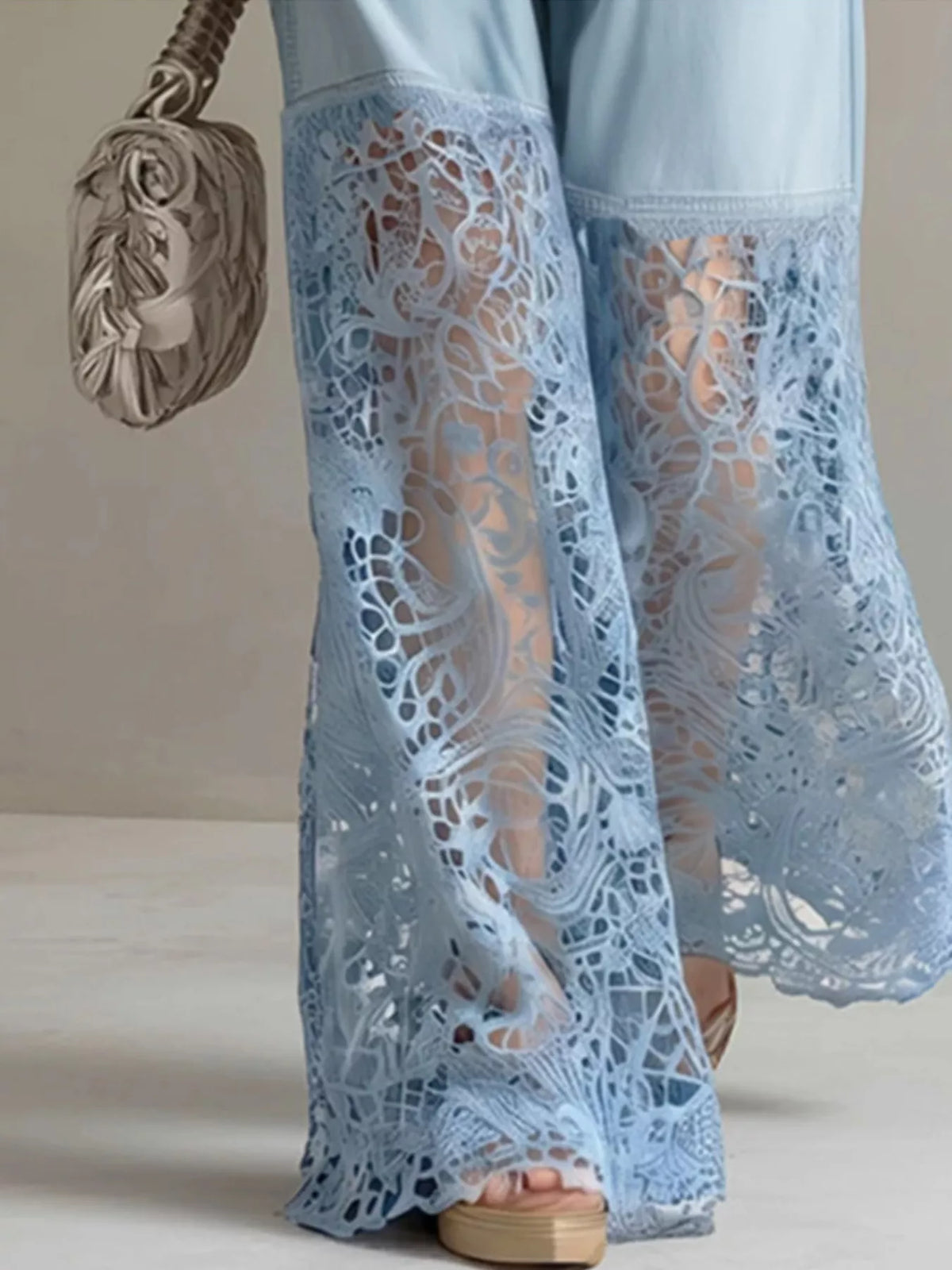 Lace Patchwork Wide Leg Jeans - Lilixa.store