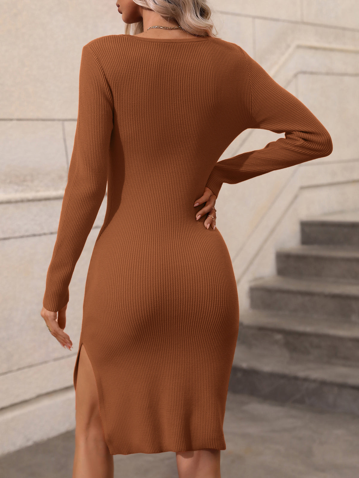 Contrast Slit Sweater Dress, view 29