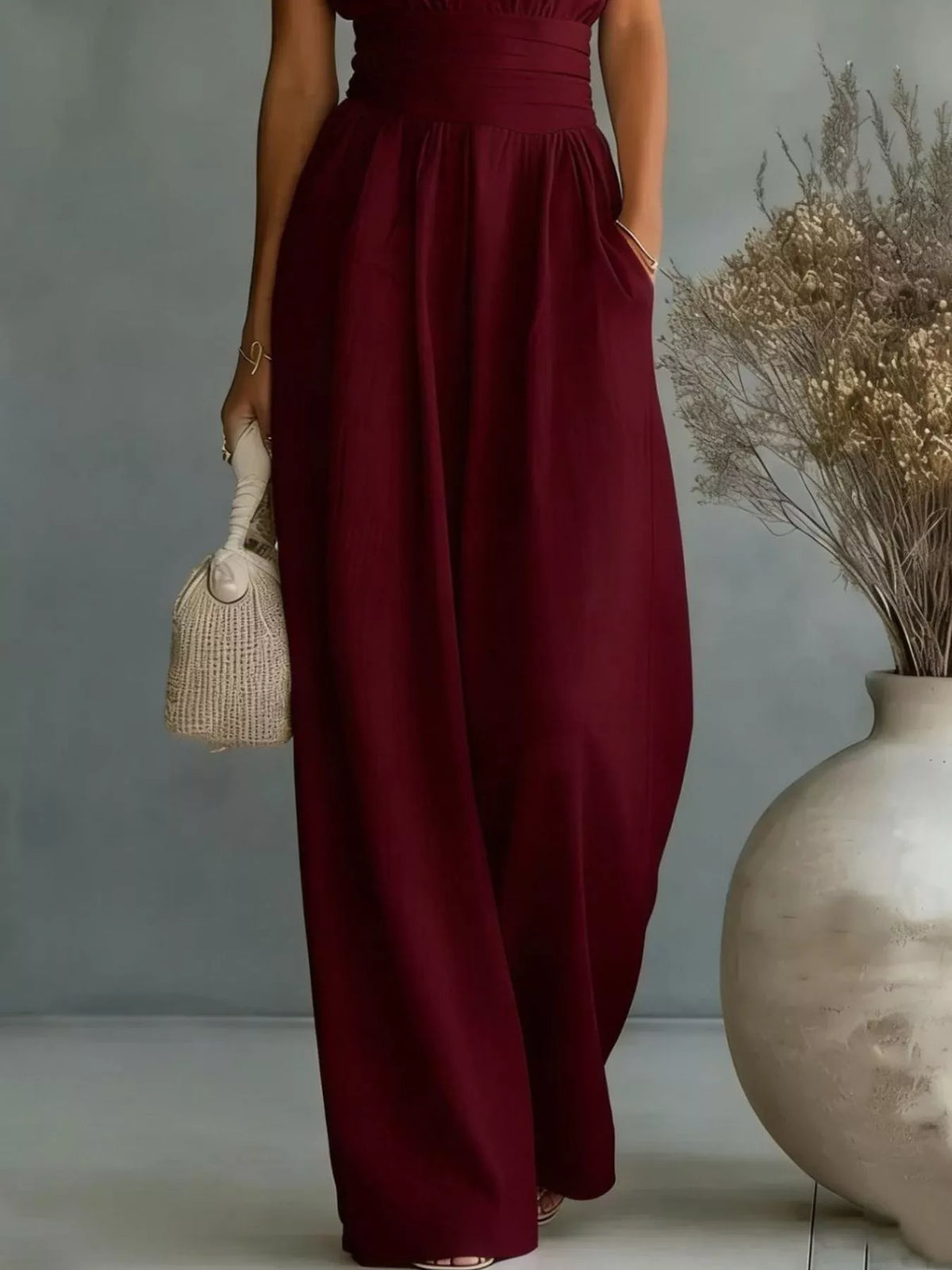 Full Size Sleeveless Wide Leg Jumpsuit Plus Size - Lilixa.store