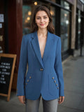 One-Button Blazer with Pockets - Lilixa.store