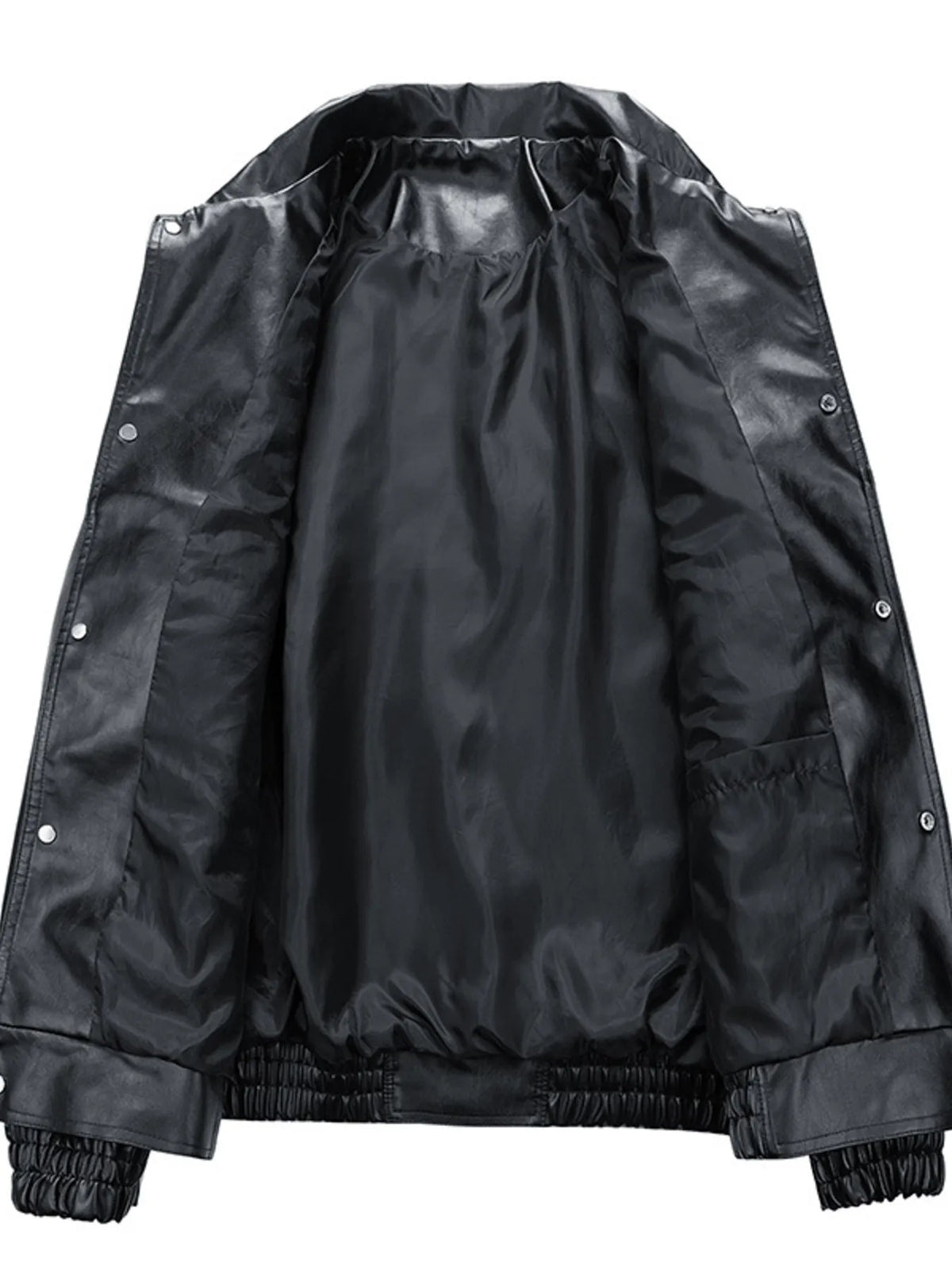 Men's Plus Size Unisex Oversized Faux Leather Bomber Jacket, view 2