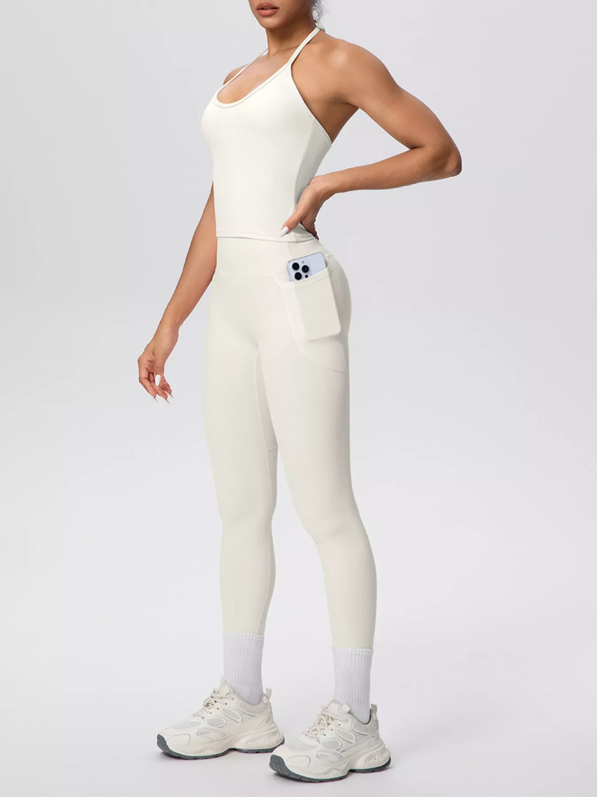Halter Neck Cami and High-Waisted Leggings Active Set - Lilixa.store