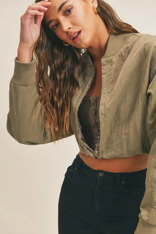MABLE Long Sleeve Two Way Jacket in Olive, view 5