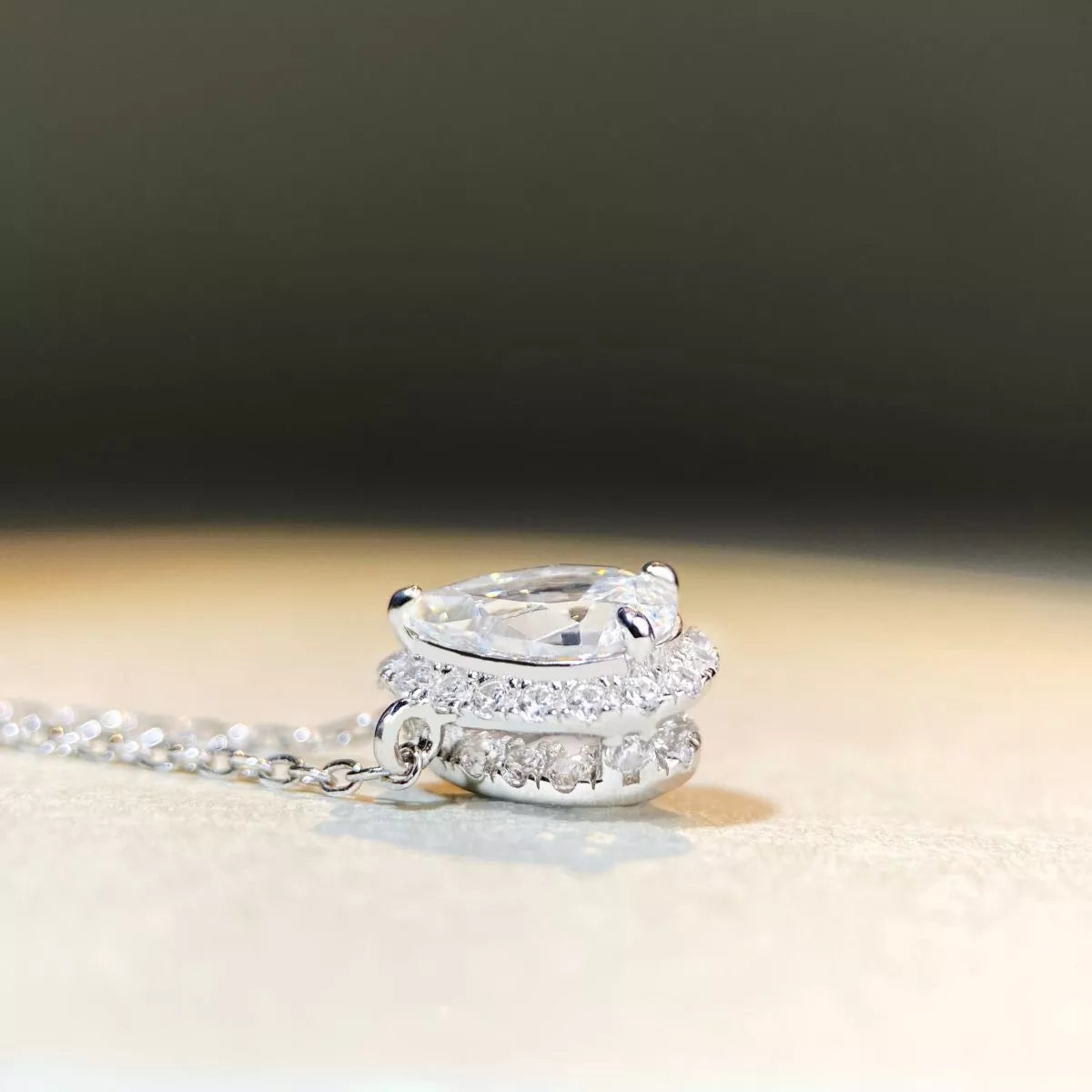 1.5 Carat 925 Sterling Silver Moissanite Teardrop Necklace - Lilixa.store