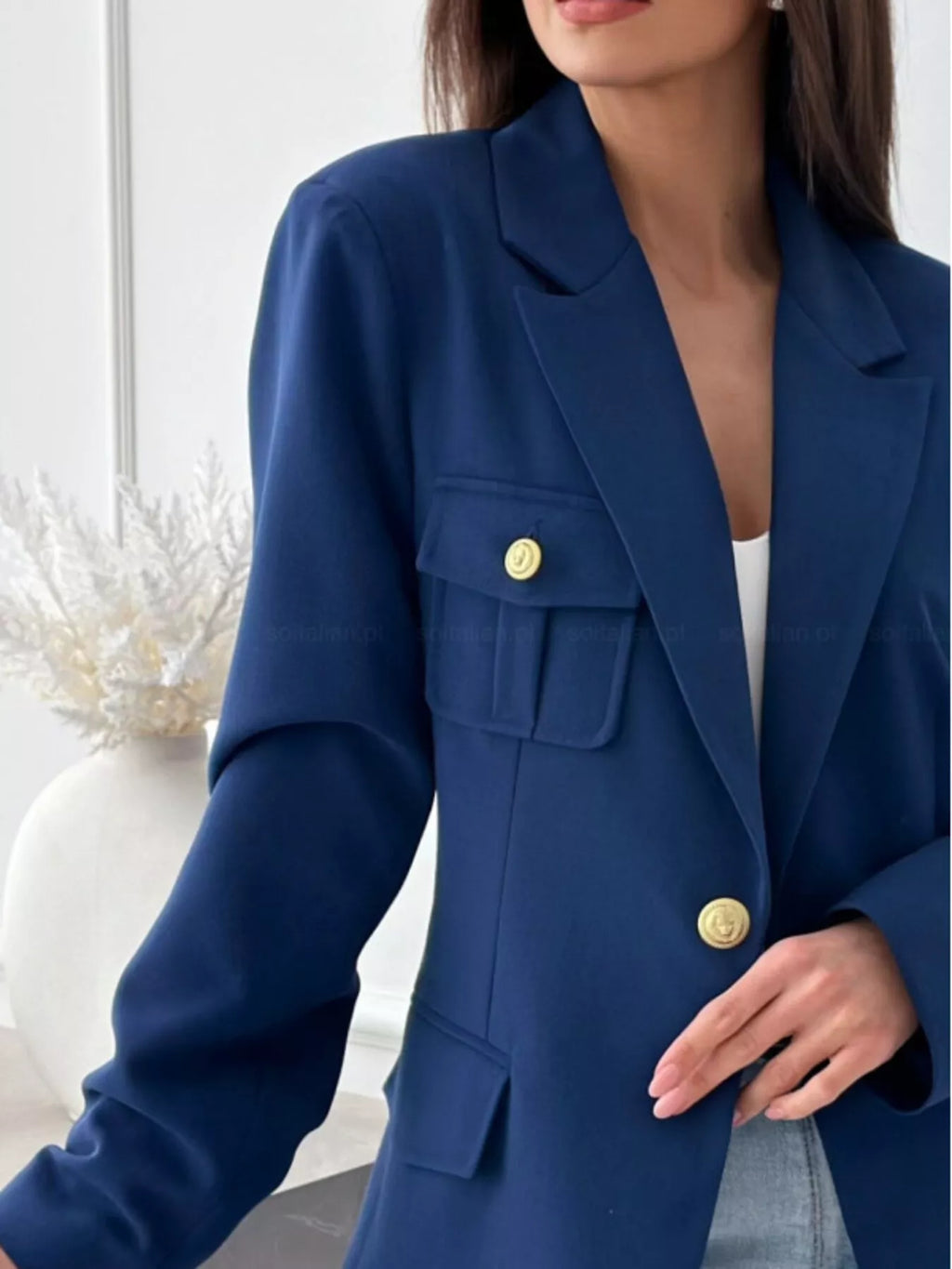 Lapel Collar One Button Blazer - Lilixa.store