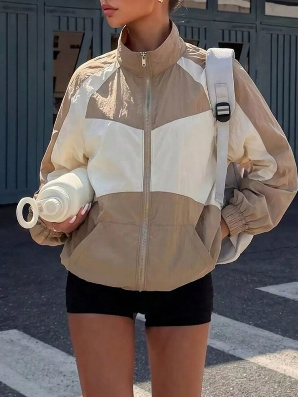 Color Block Zip-Up Jacket