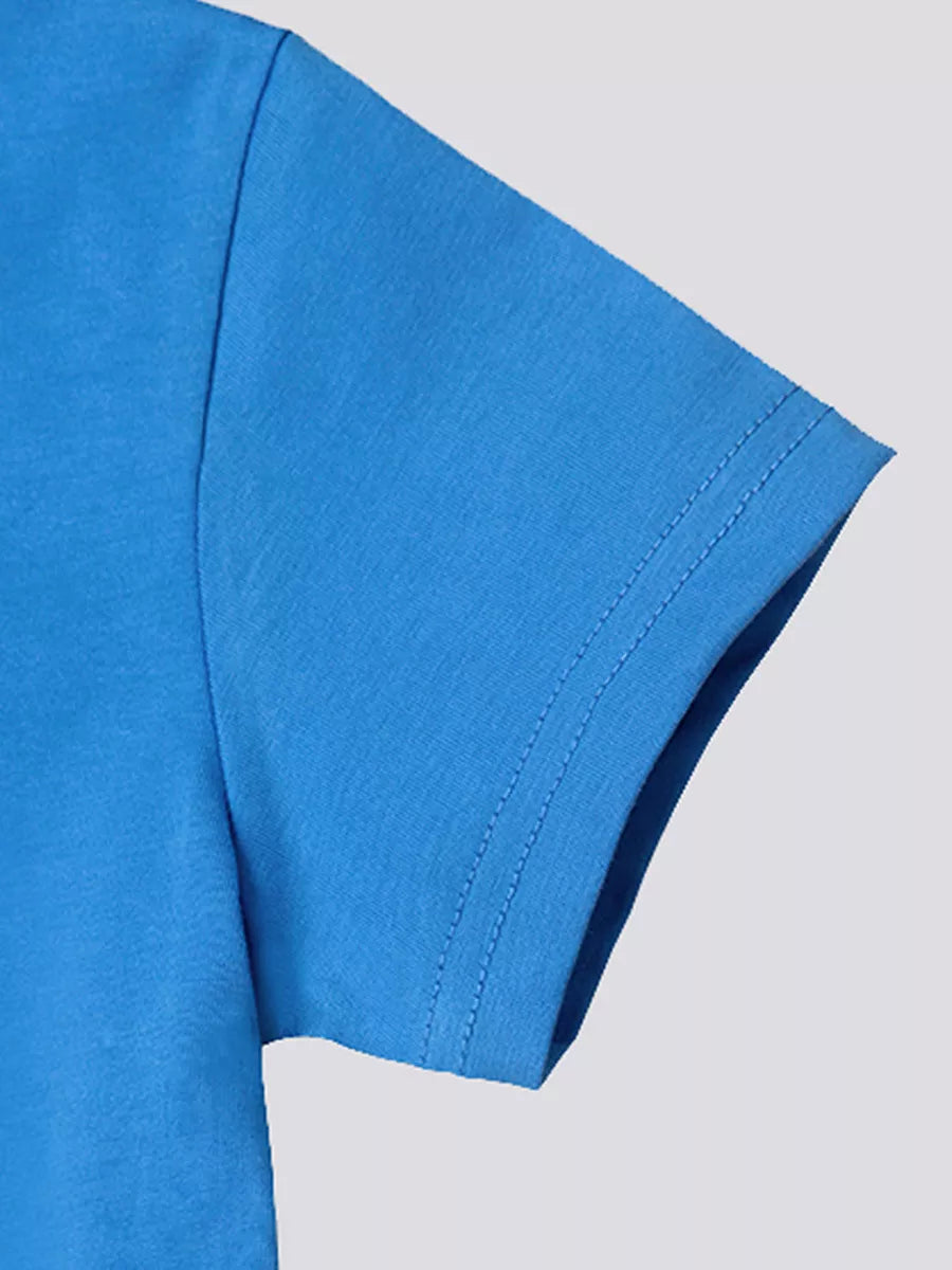 Children's Graphic Round Neck T-Shirt in Sky Blue, view 4