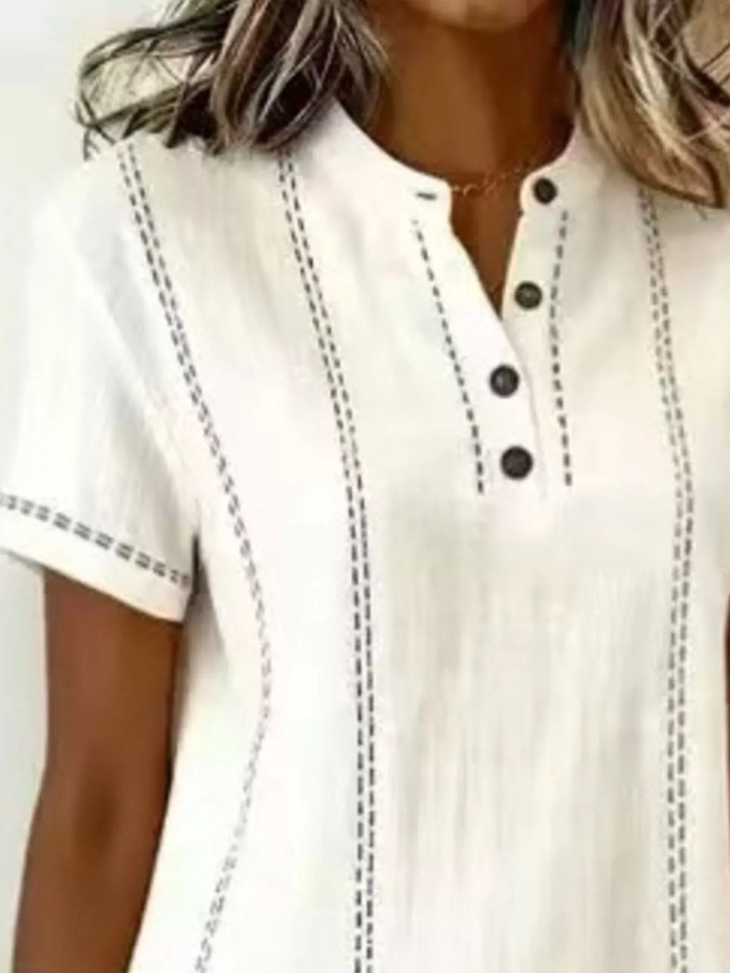 Full Size Button Detail Short Sleeve Shift Dress Plus Size - Lilixa.store