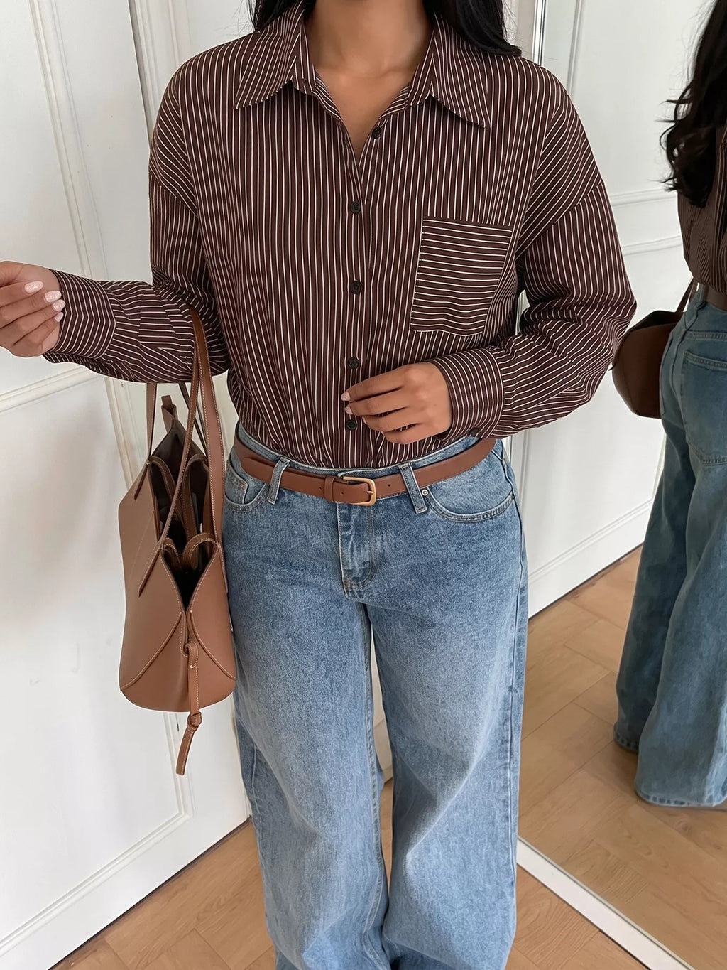 Striped Button-Up Bodysuit - Lilixa.store
