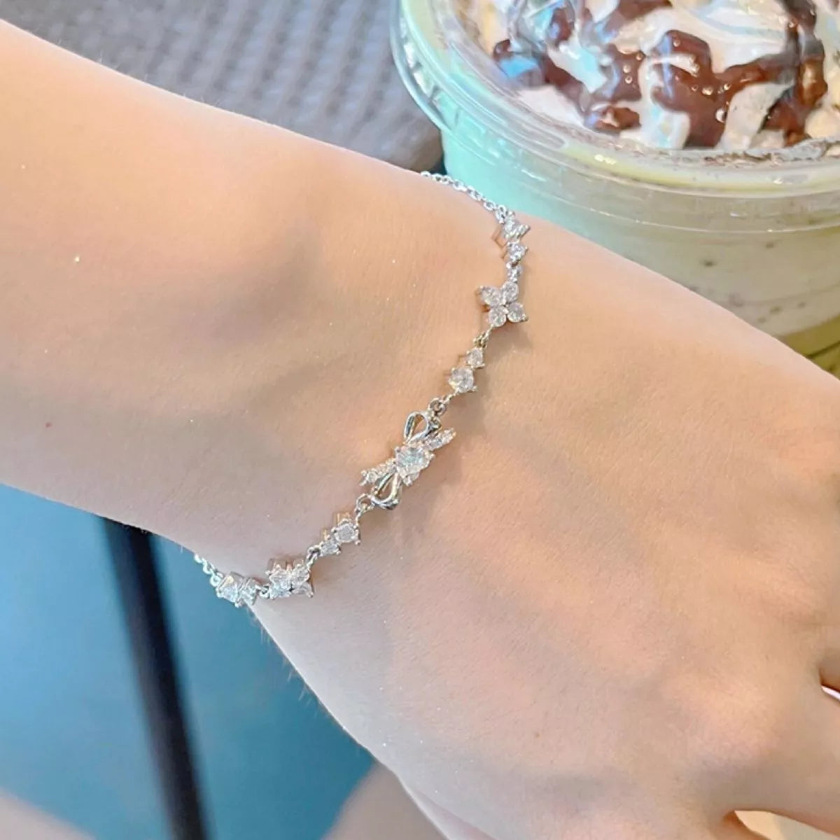 925 Sterling Silver Chain Bow Bracelet - Lilixa.store