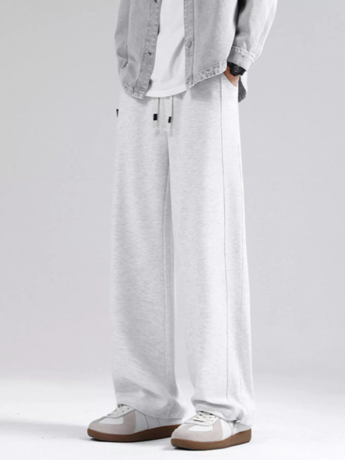 Men's Plus Size Loose Fit Drawstring Sweatpants in Light Gray