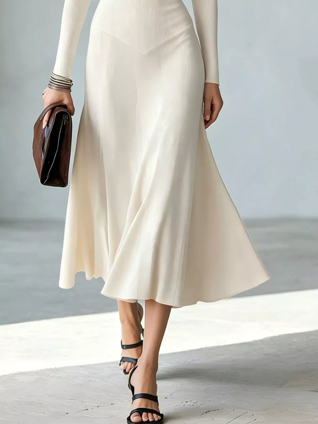 Full Size Mock Neck Cut-Out Long Sleeve Midi Dress Plus Size - Lilixa.store