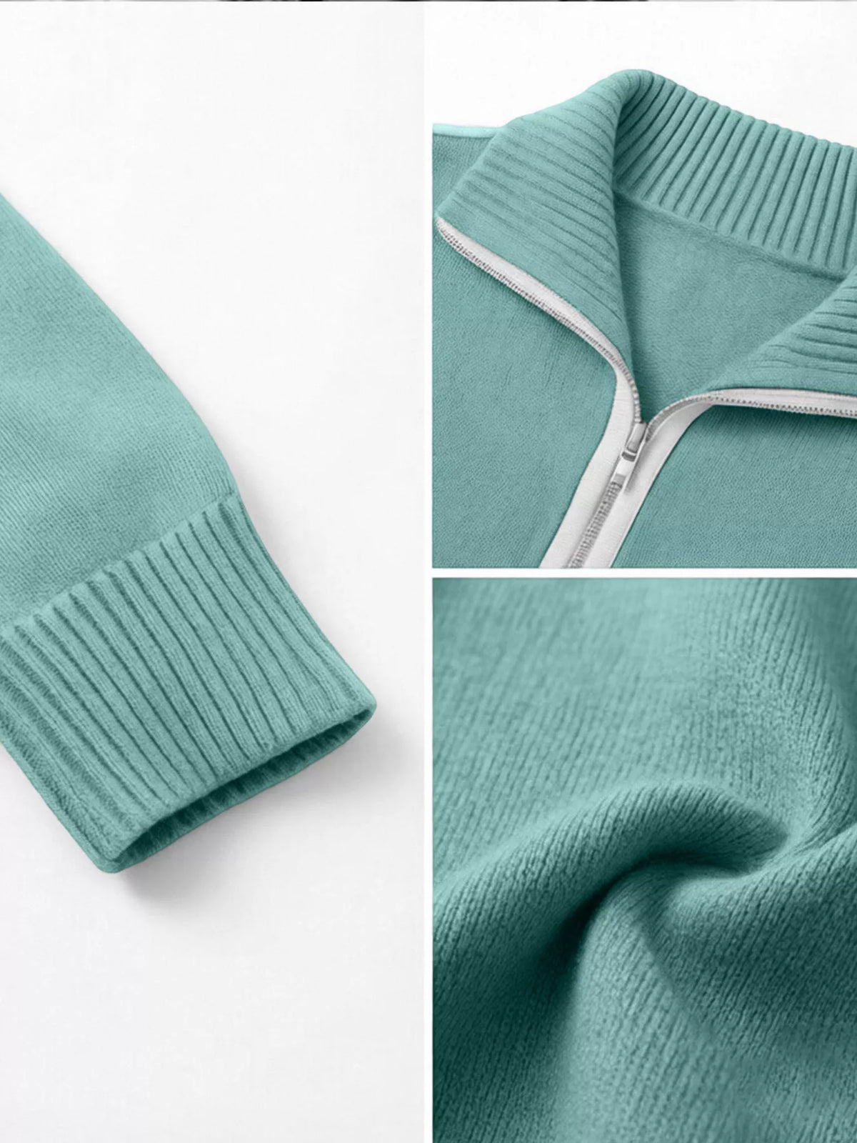 Quarter-Zip Dropped Shoulder Sweater - Lilixa.store