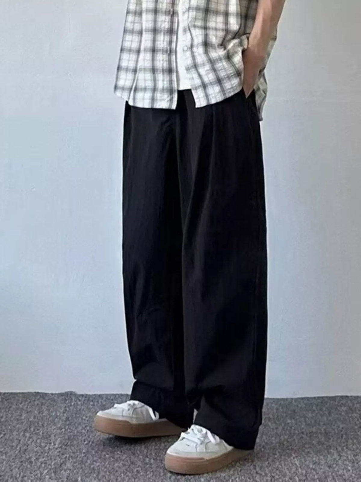 Men's Plus Size Loose Fit Casual Pants in Black
