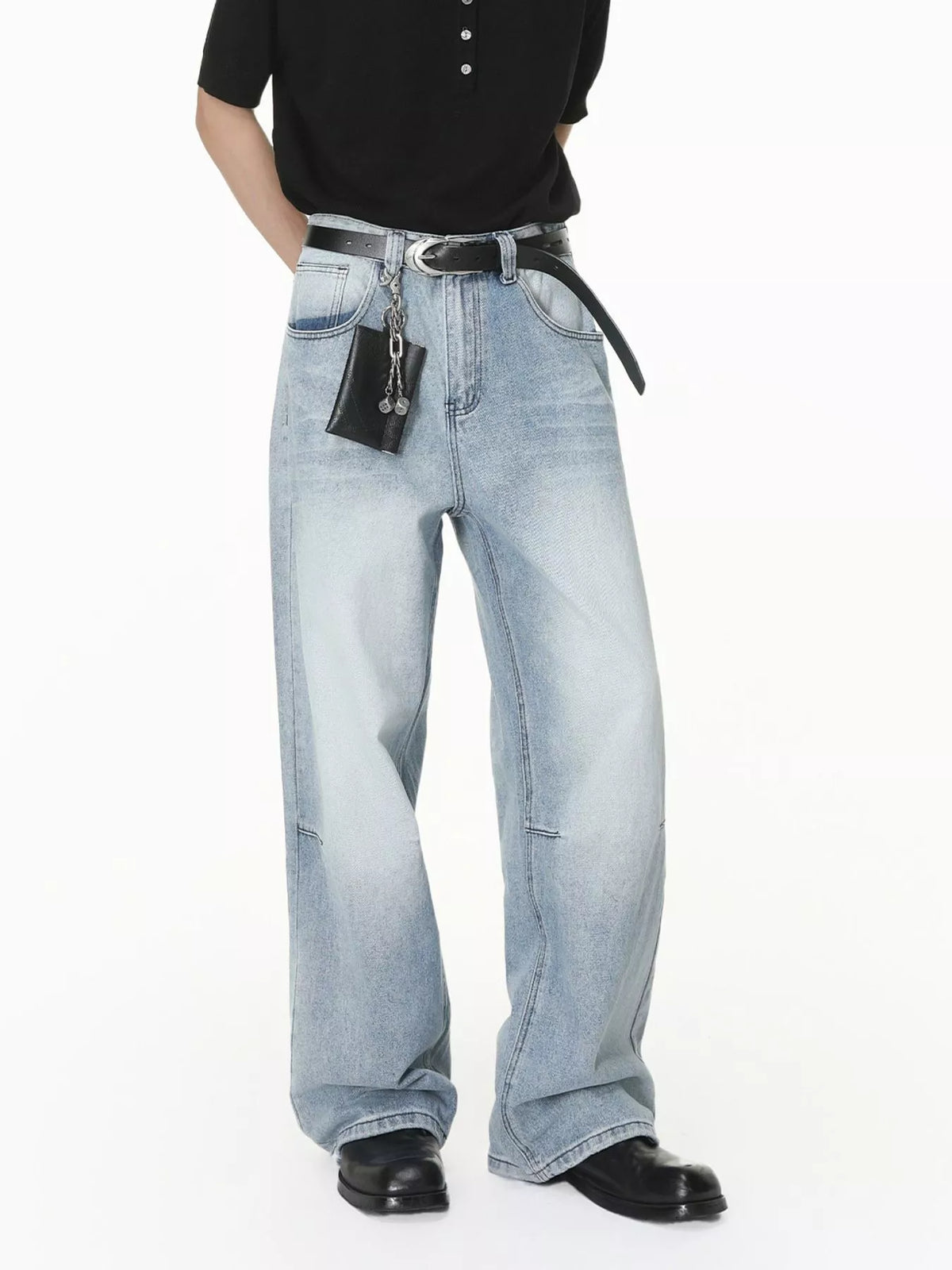 Men's Washed Wide-Leg Jeans - Lilixa.store