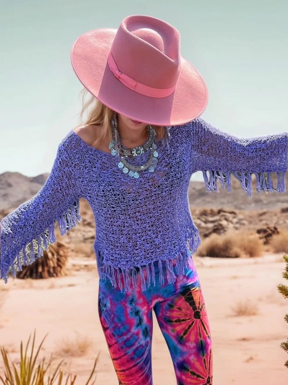 Tassel Boat Neck Knit Cover Up - Lilixa.store