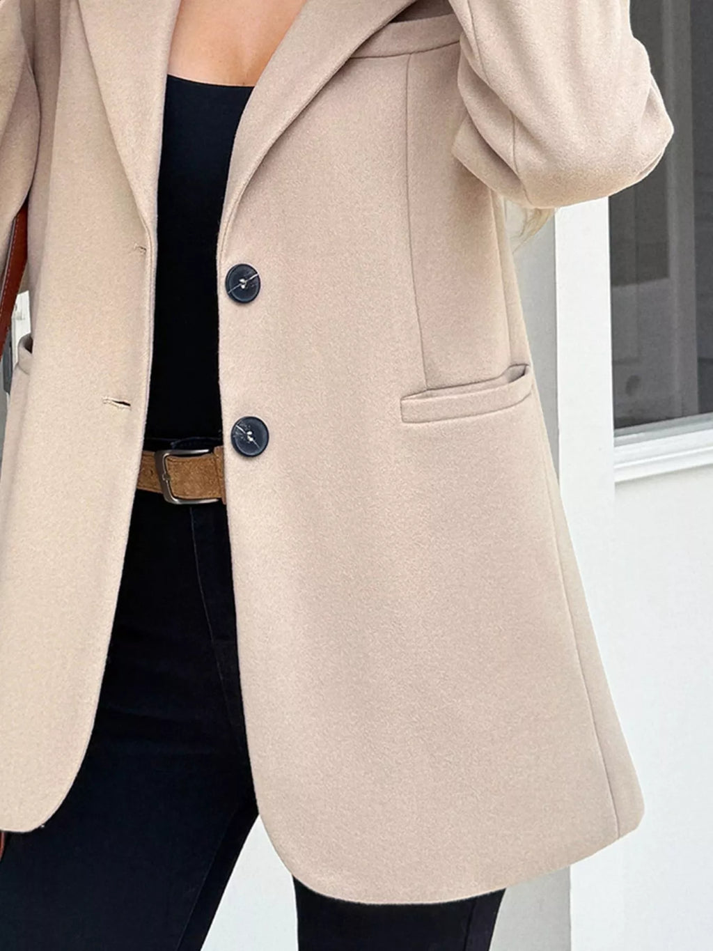 Lapel Collar Button Up Blazer - Lilixa.store