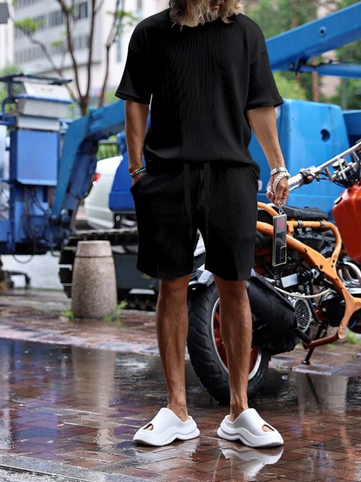 Men's Full Size Short Sleeve Top and Shorts Set Plus Size - Lilixa.store