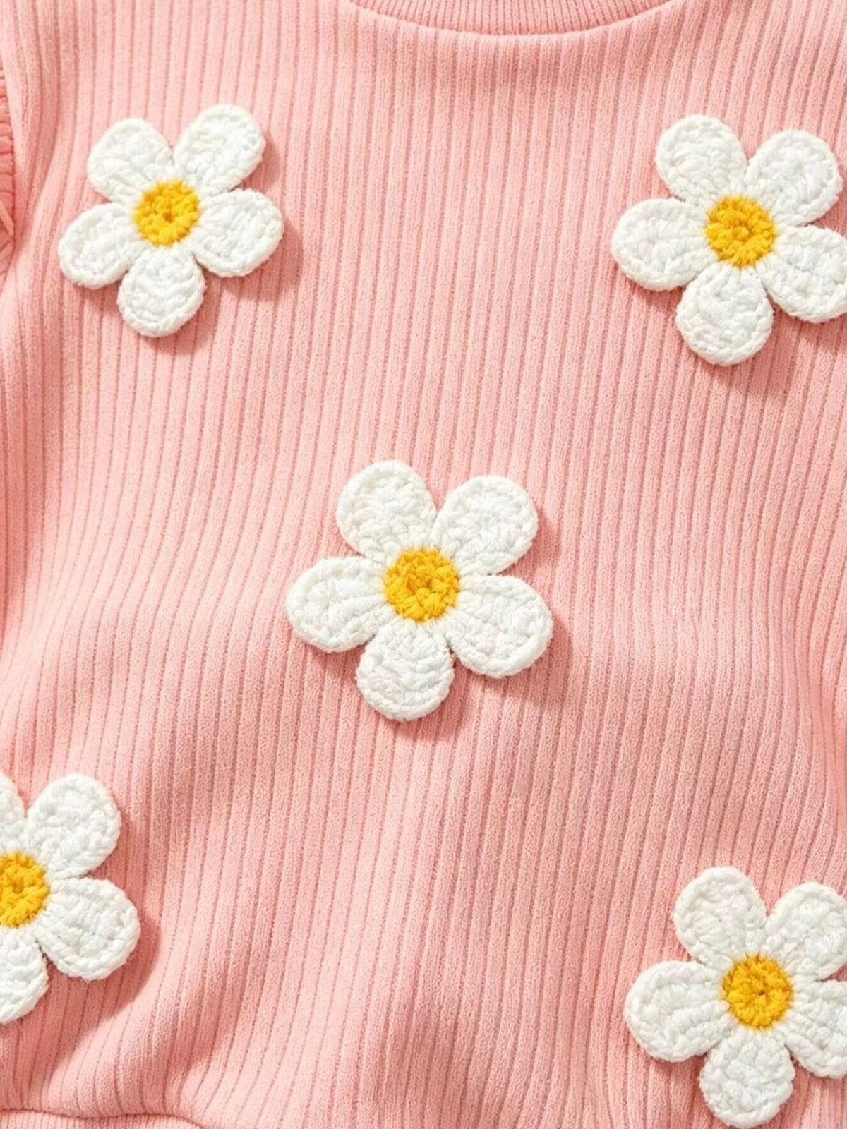 Children's Daisy Ruffled Ribbed Top and Flare Pants Set - Lilixa.store