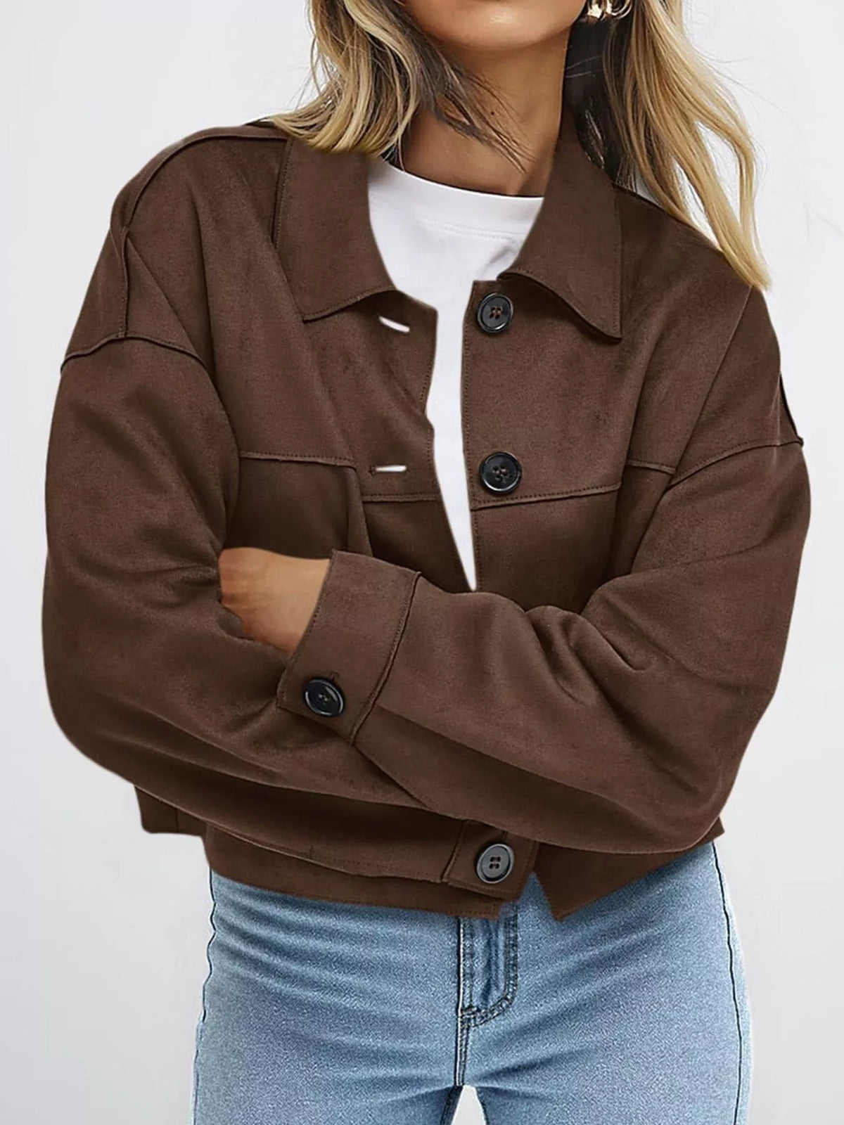 Button-Down Cropped Jacket