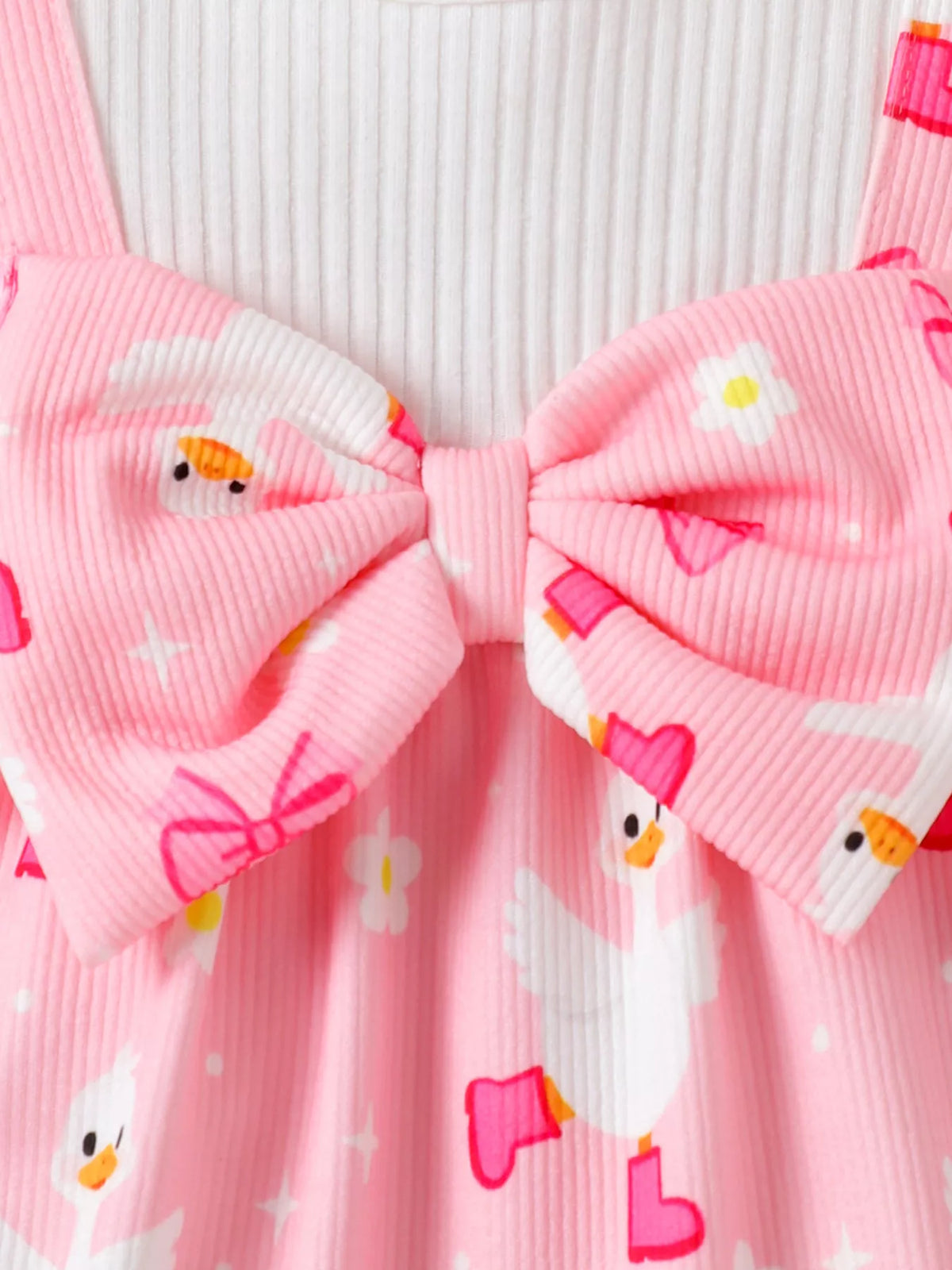 Children's Bow Duck Print Romper with Headband - Lilixa.store