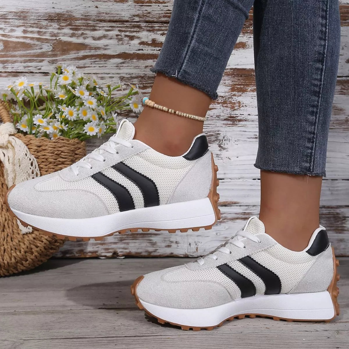 Lace Up Round Toe Sneakers - Lilixa.store