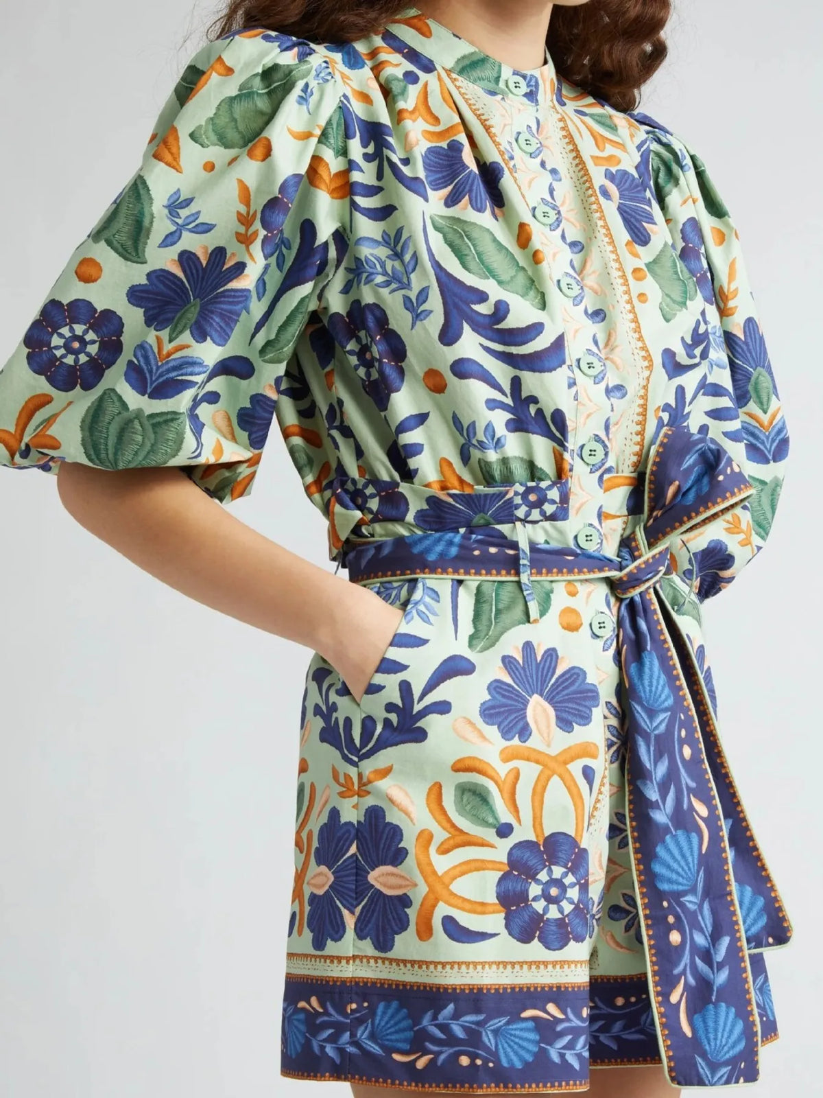 Floral Print Button Front Belted Romper - Lilixa.store