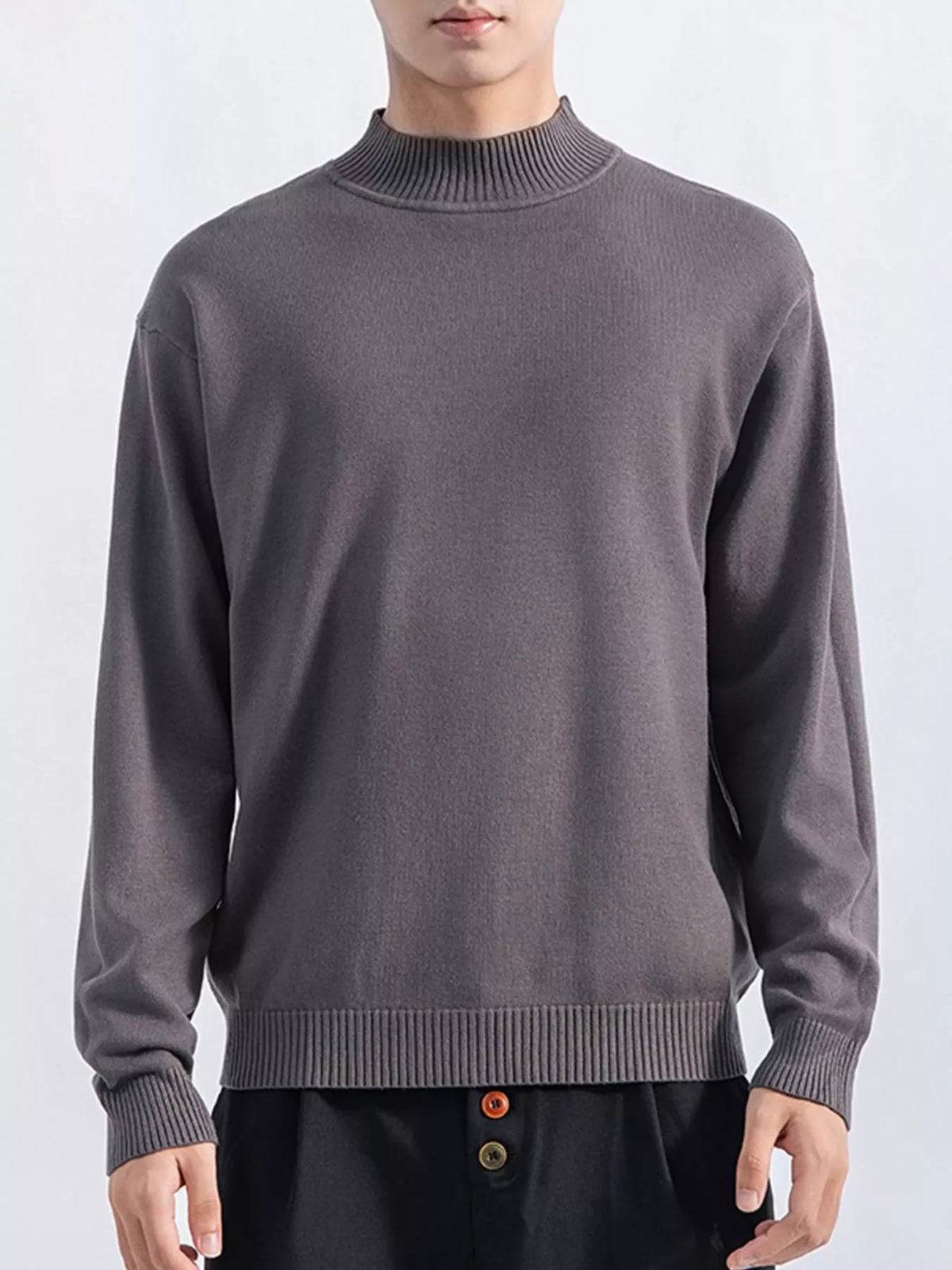 Men's Plus Size Minimalist Mock Neck Sweater, view 9