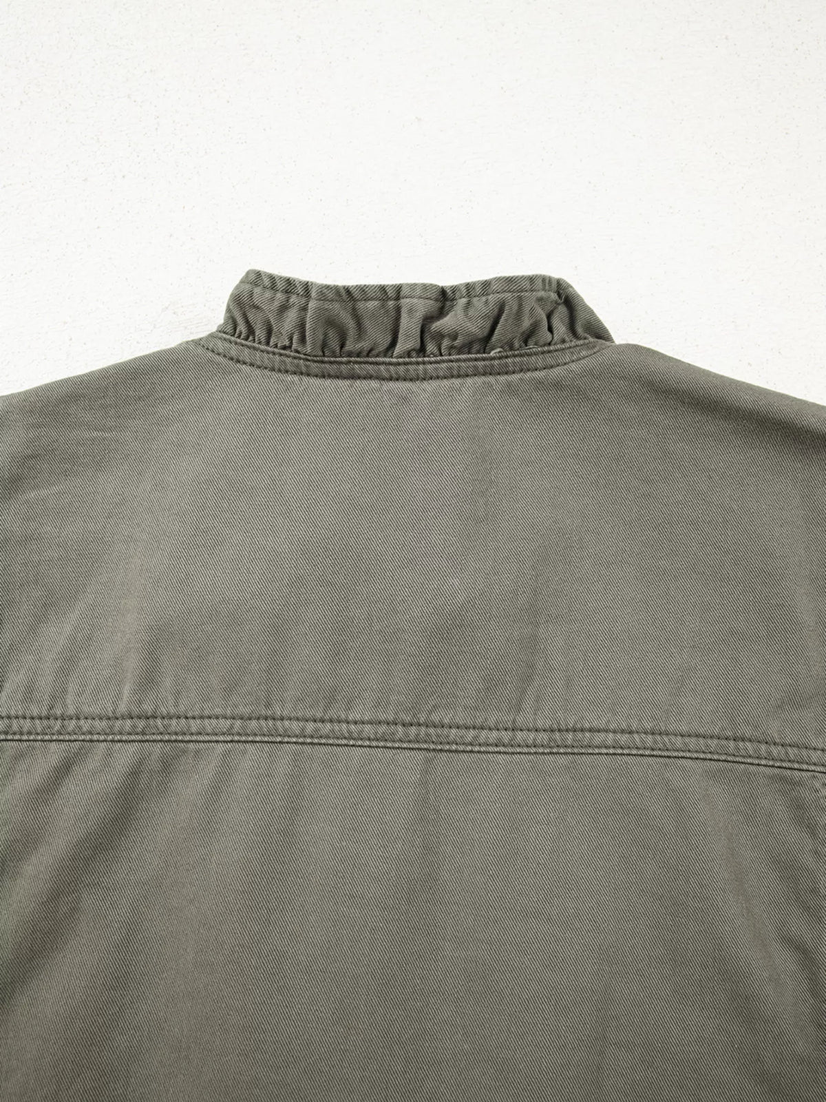 Ruffled Patchwork Denim Jacket Vest in Army Green, view 9
