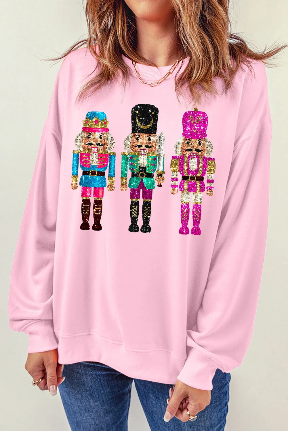 Nutcracker Graphic Round Neck Long Sleeve Sweatshirt - Lilixa.store